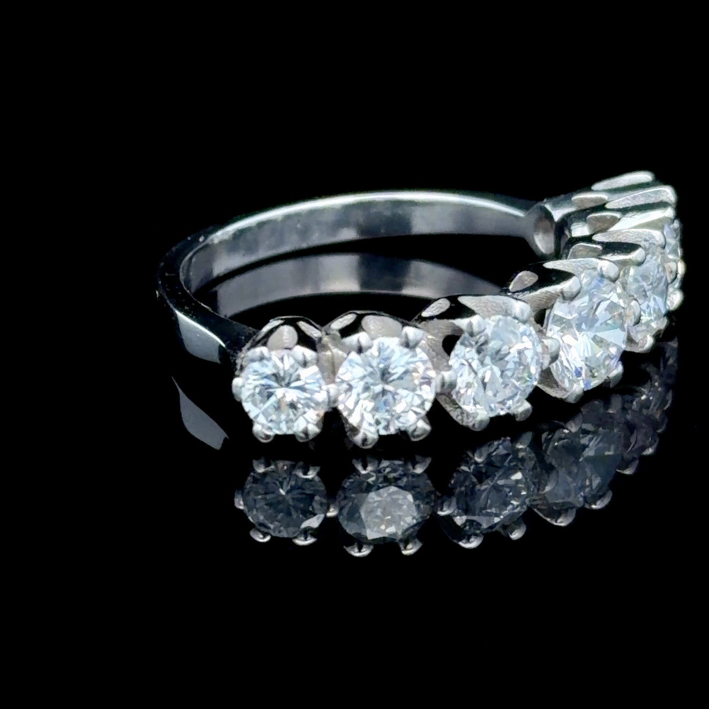 Platinum Graduated Diamond 7 Stone Ring APPX 2.0 CTS