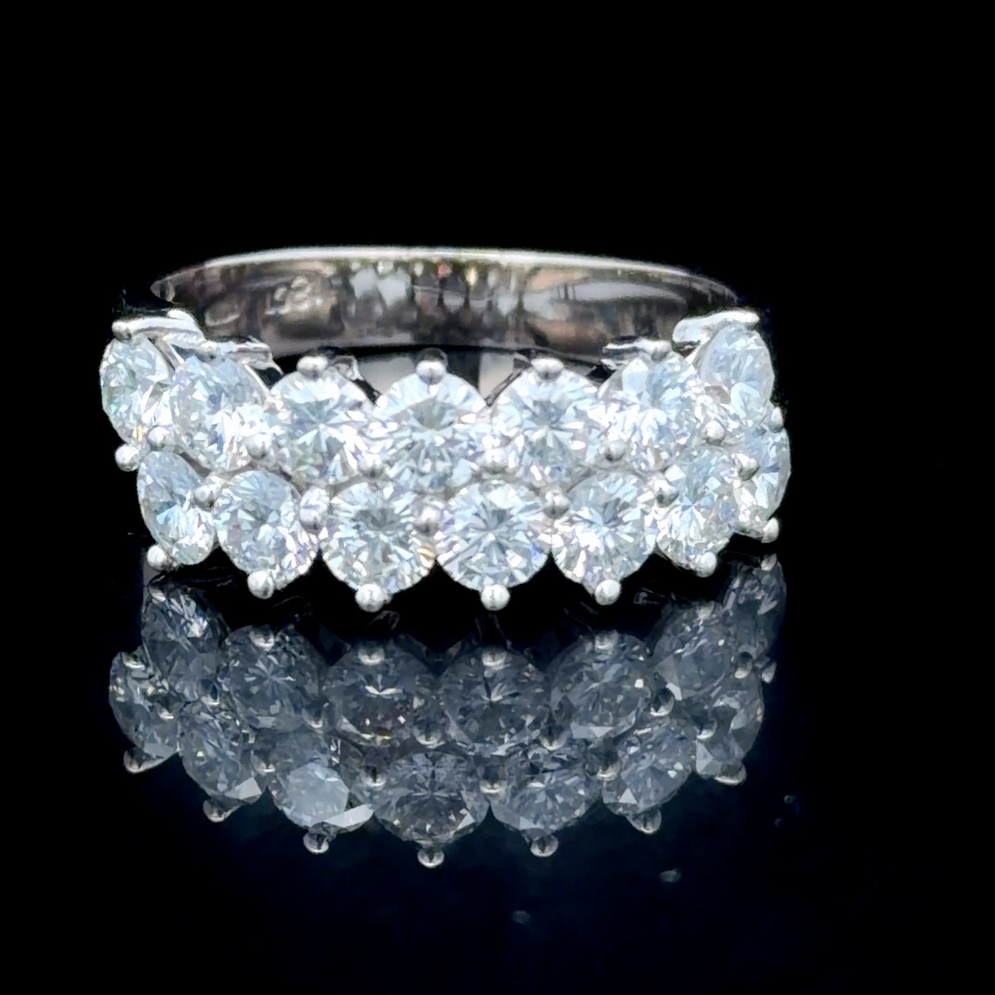 18K White Gold 2 Row Diamond Ring APPX 3.0 CTS