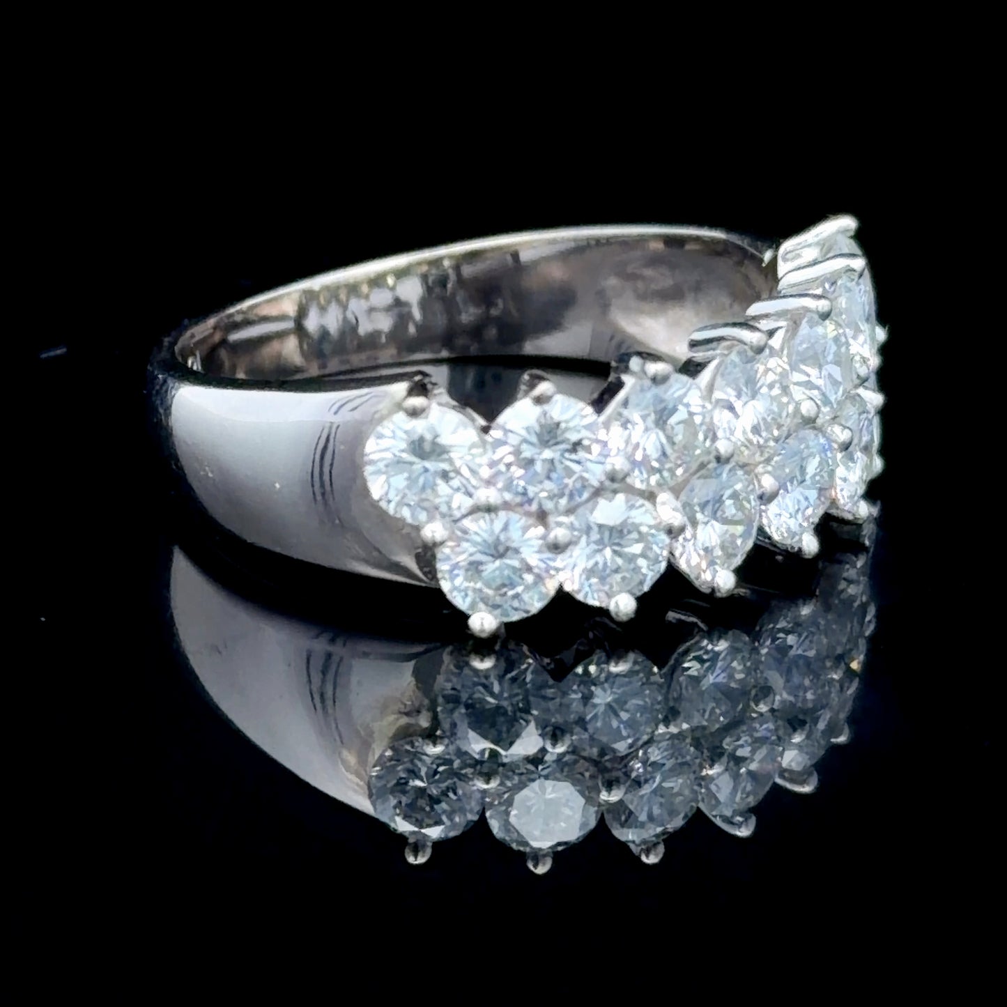 18K White Gold 2 Row Diamond Ring APPX 3.0 CTS