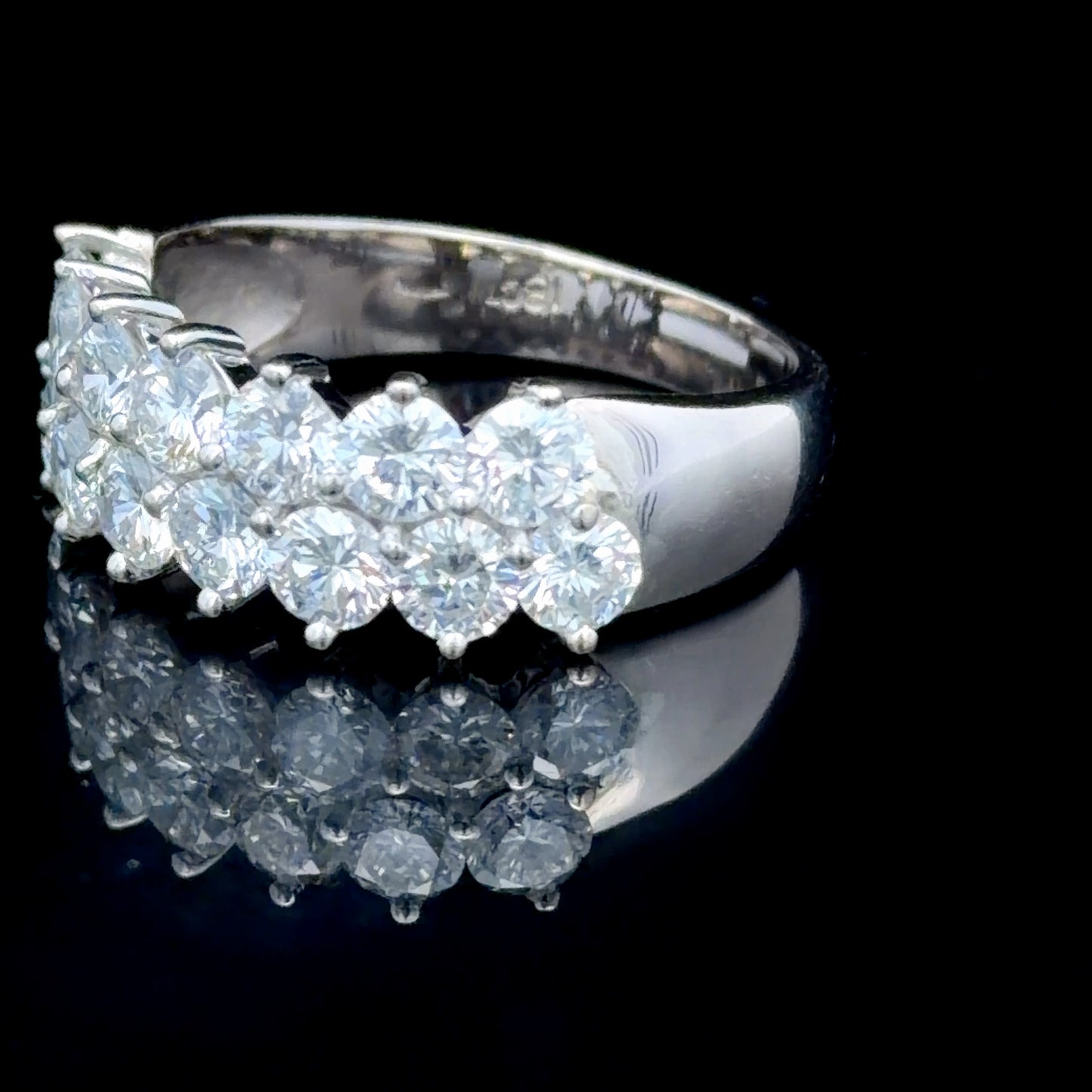 18K White Gold 2 Row Diamond Ring APPX 3.0 CTS