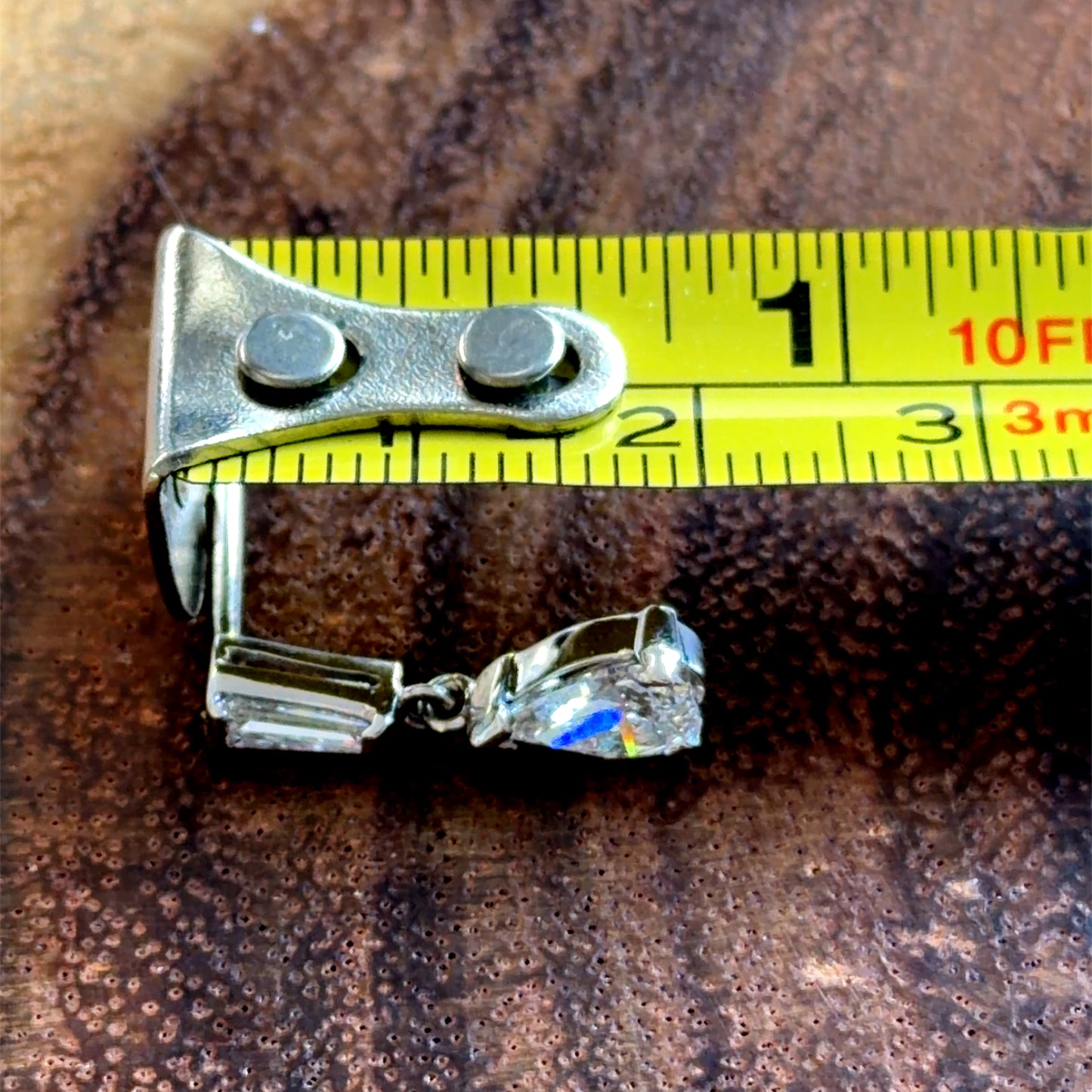 18K White Gold Pear Diamond & Baguette Diamond Drop Earring
