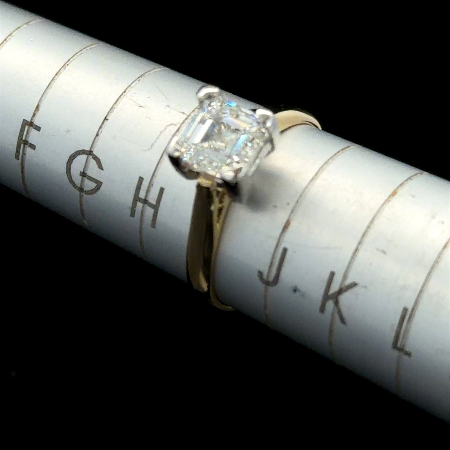 18K Yellow Gold Emerald Cut Diamond Solitaire Ring APPX 1.2 CTS