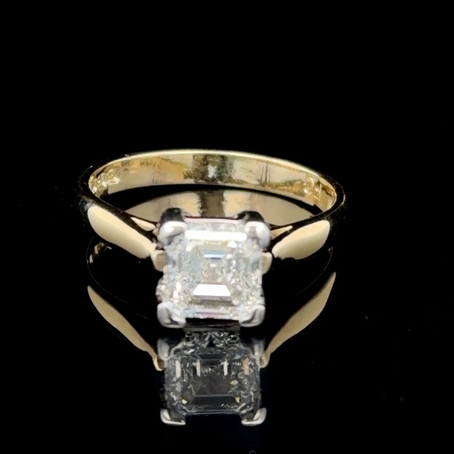 18K Yellow Gold Emerald Cut Diamond Solitaire Ring APPX 1.2 CTS