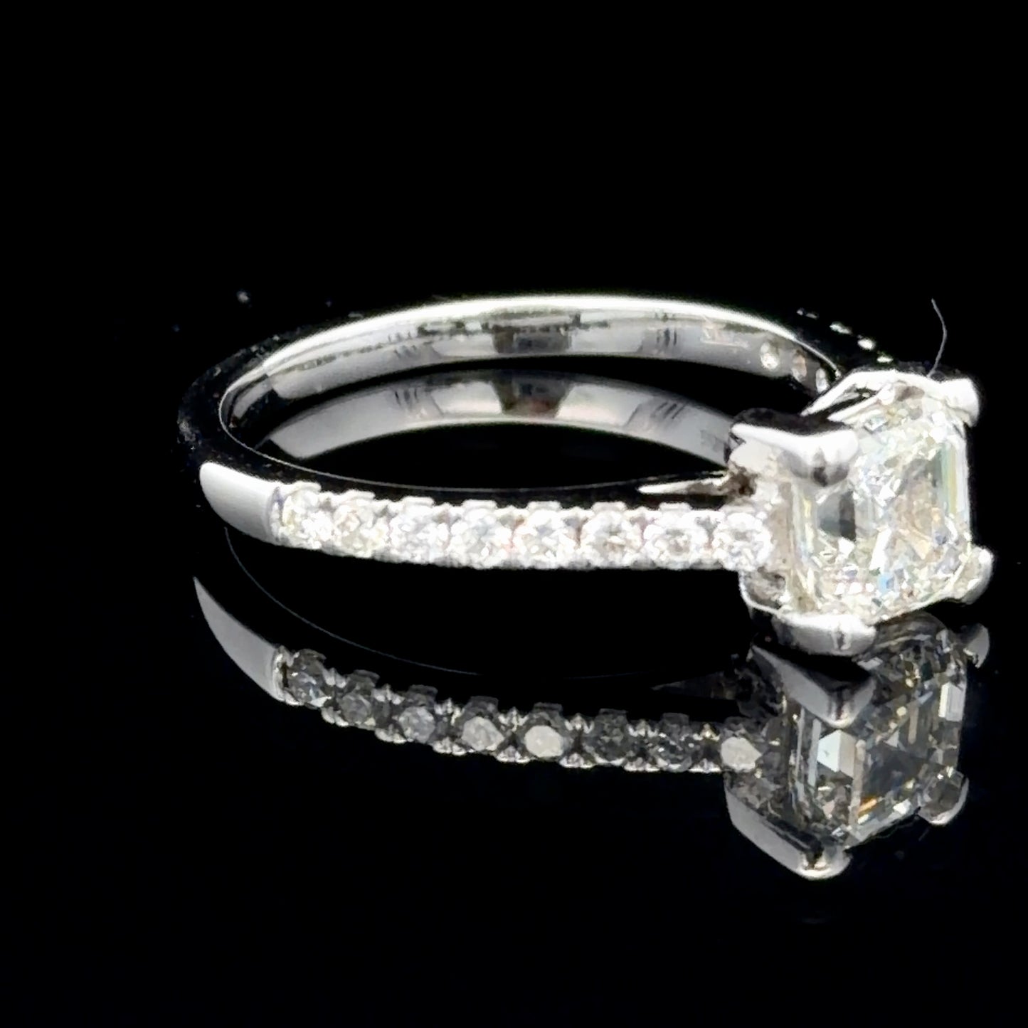 Platinum Emerald Cut Diamond Solitaire Ring VS2 I Colour CERTIFIED
