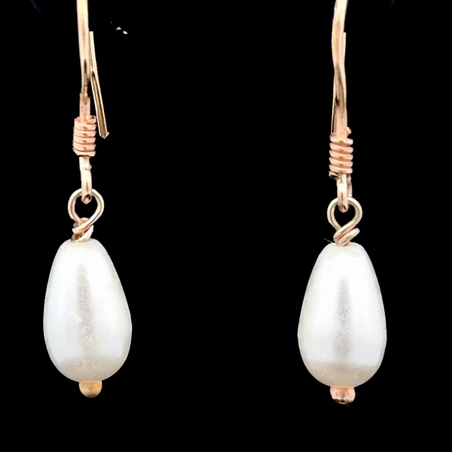 9K Yellow Gold Pearl Drop Earrings