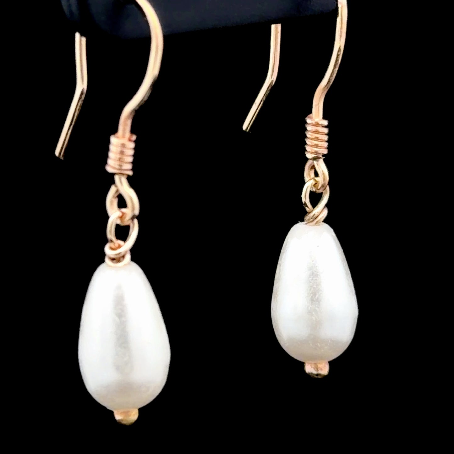 9K Yellow Gold Pearl Drop Earrings