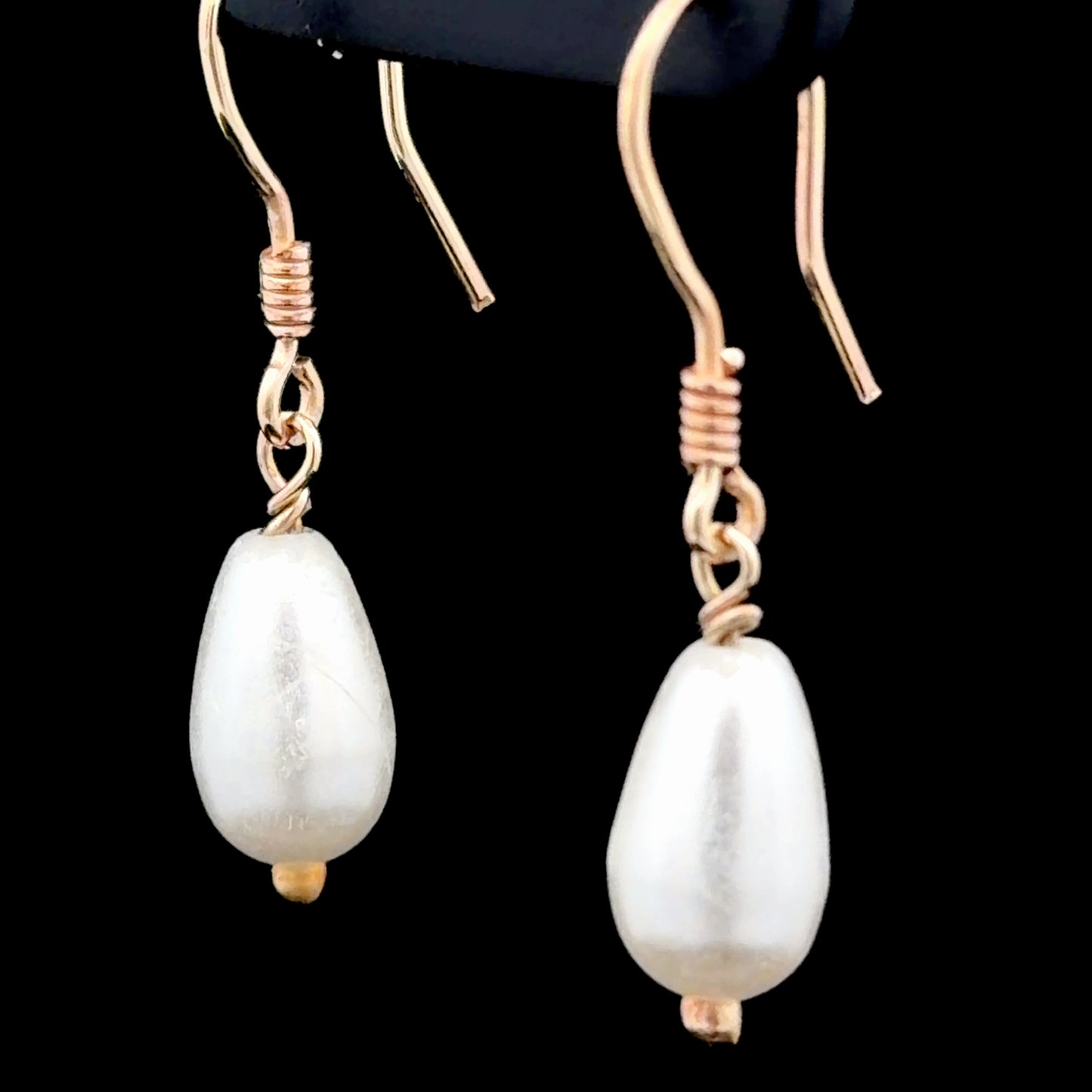 9K Yellow Gold Pearl Drop Earrings