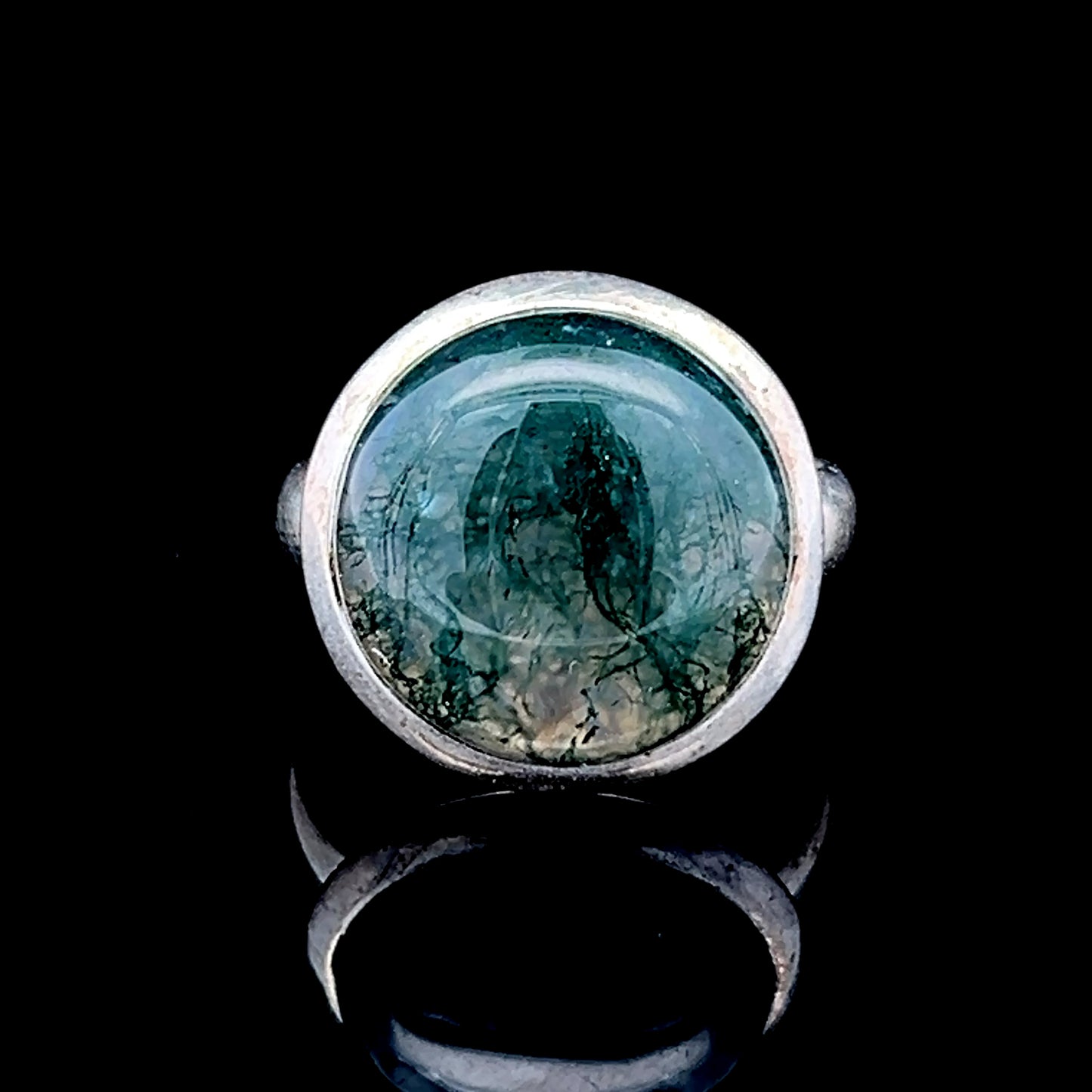 Silver Moss Agate Ring