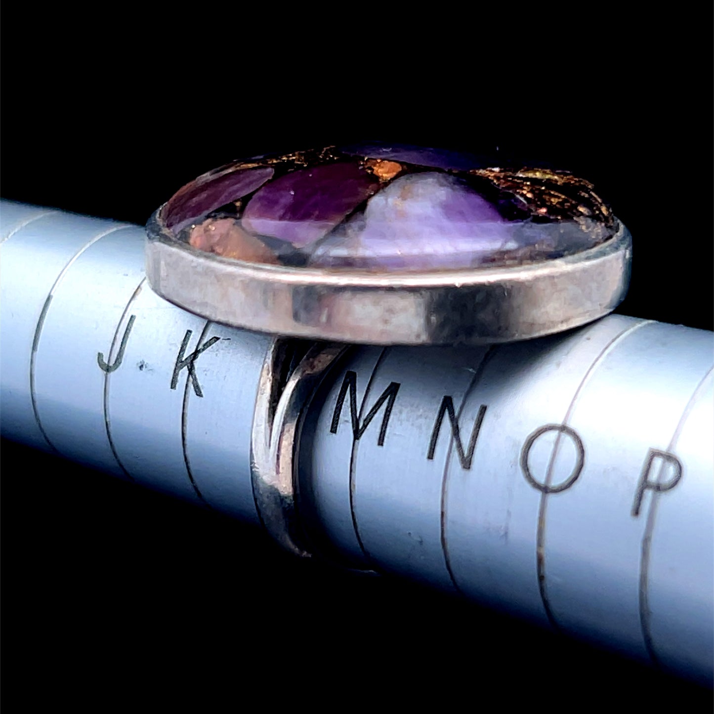 Large Round Amethyst Silver Ring