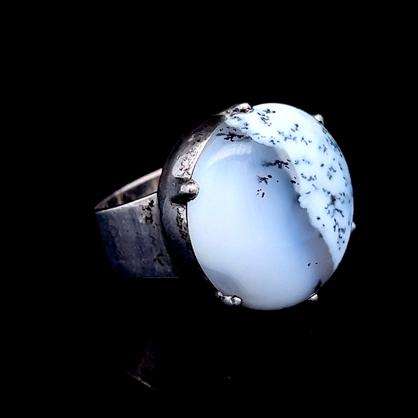 Round 2 Tone White Stone Silver Ring