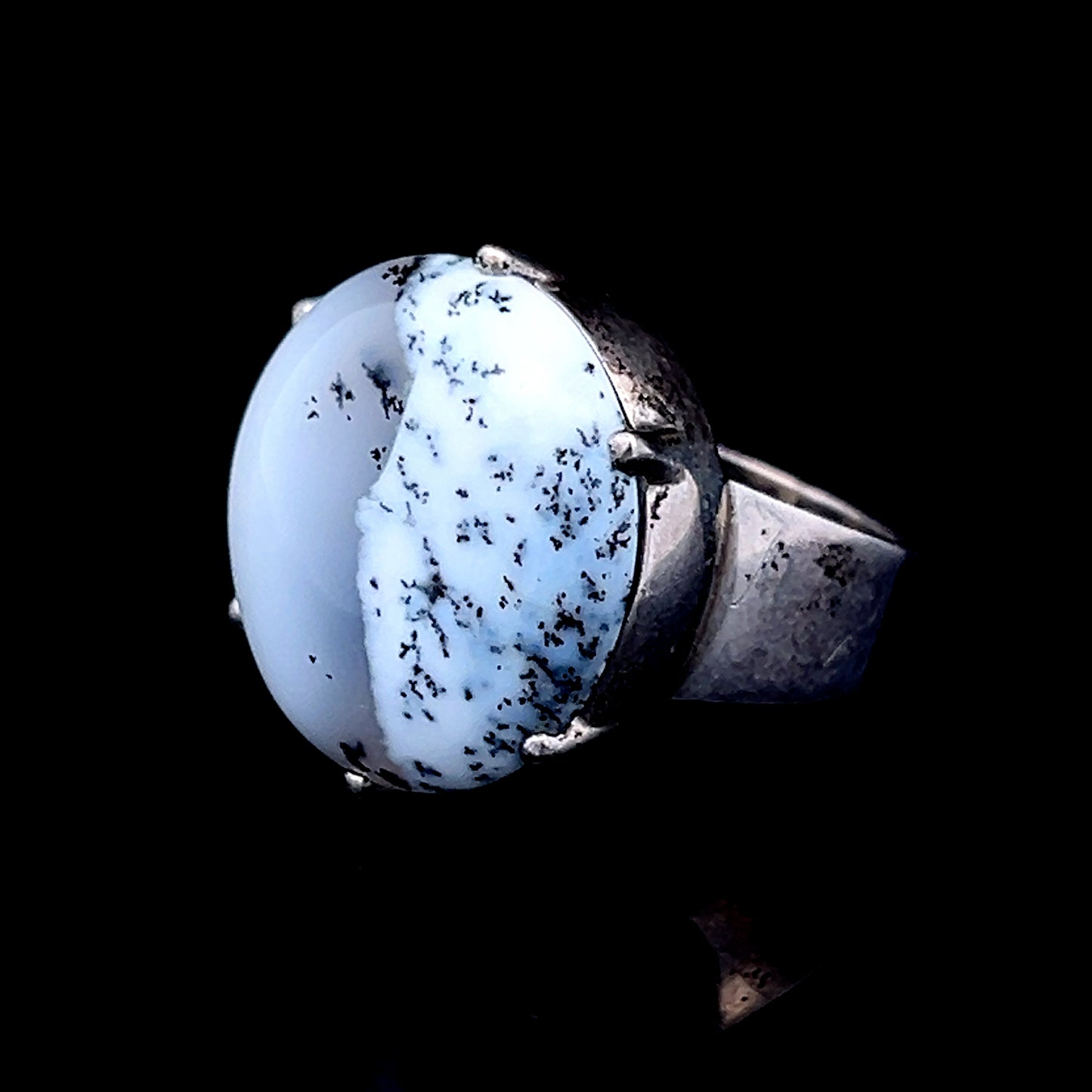 Round 2 Tone White Stone Silver Ring
