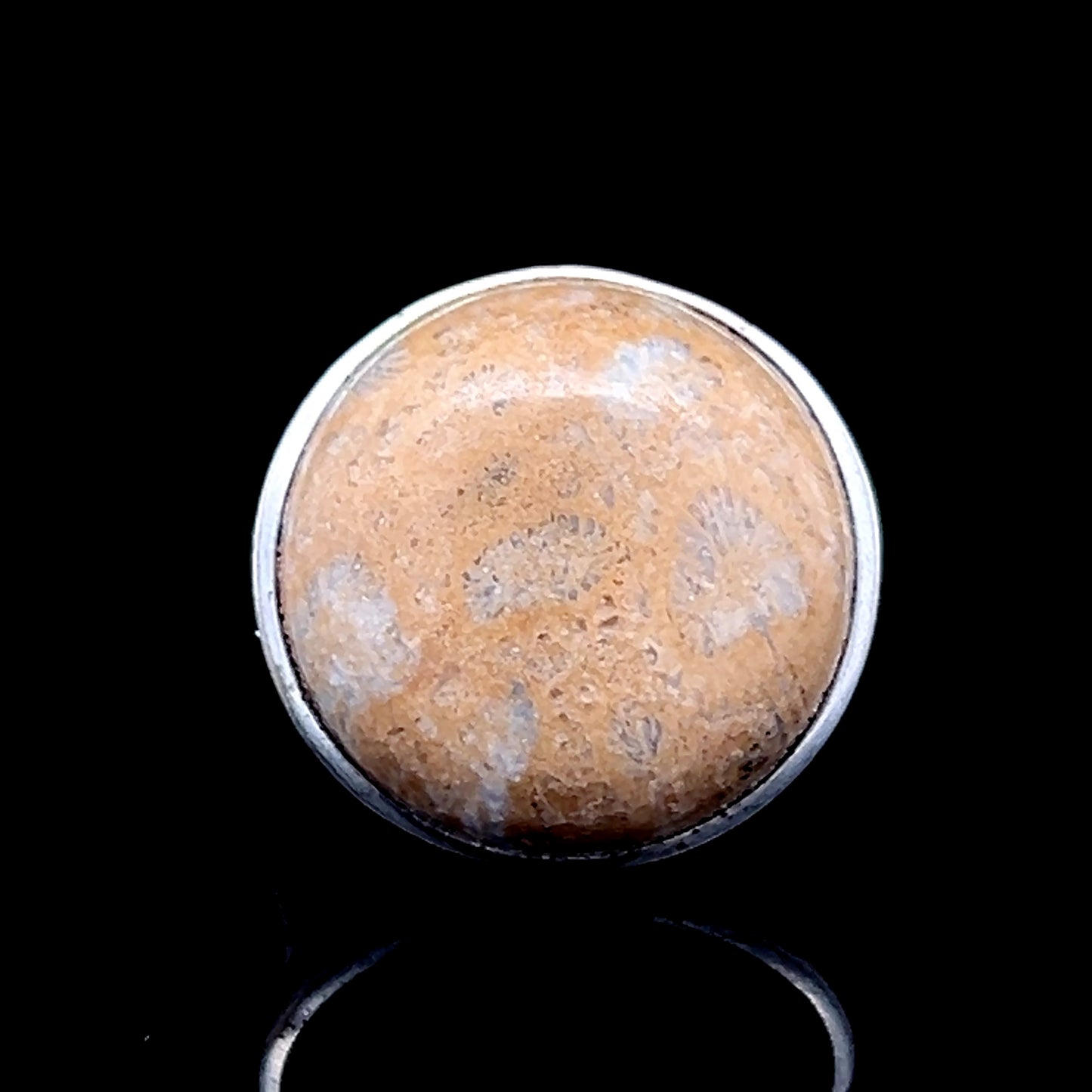 Silver Beige Stone Ring