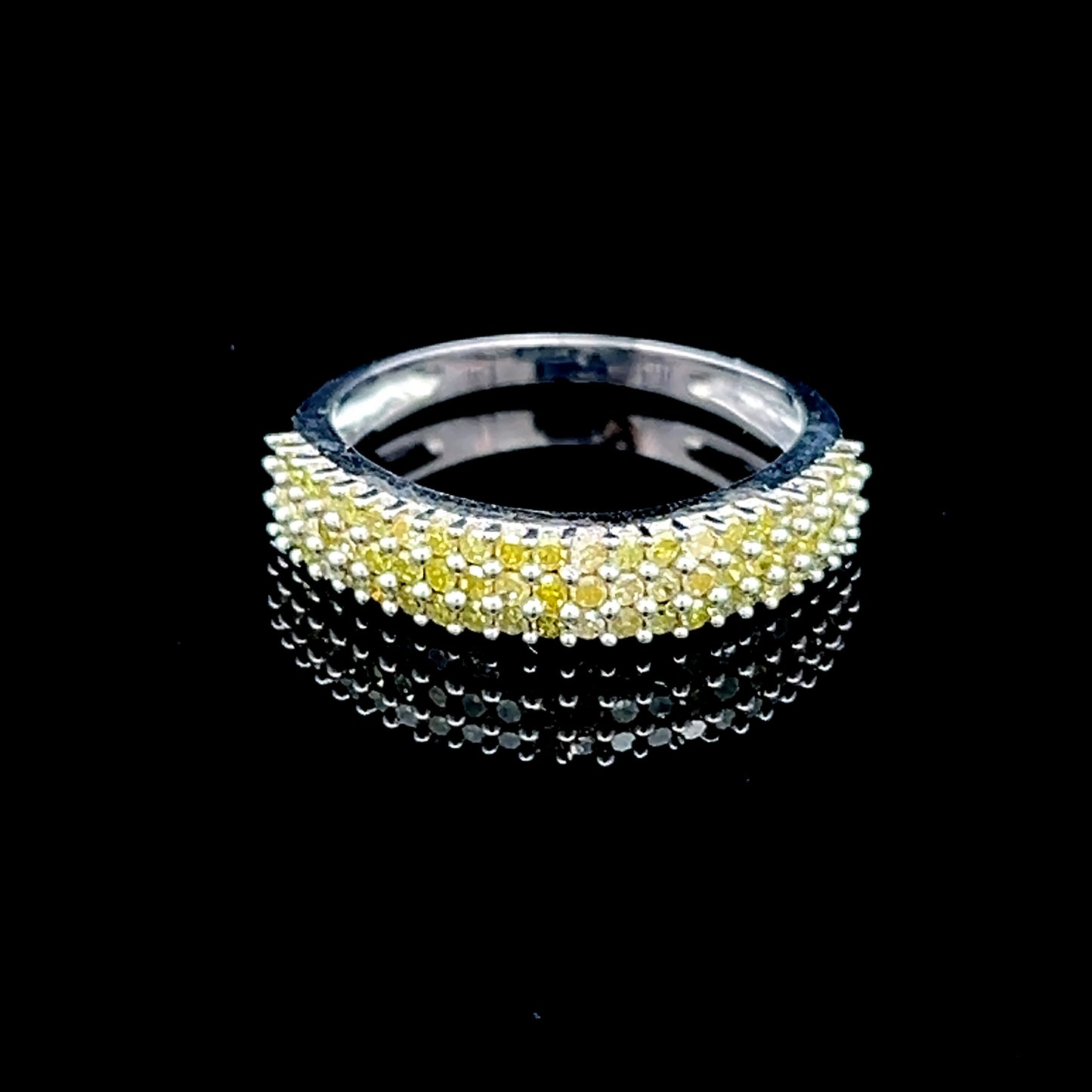 Triple Row Peridot Silver Ring