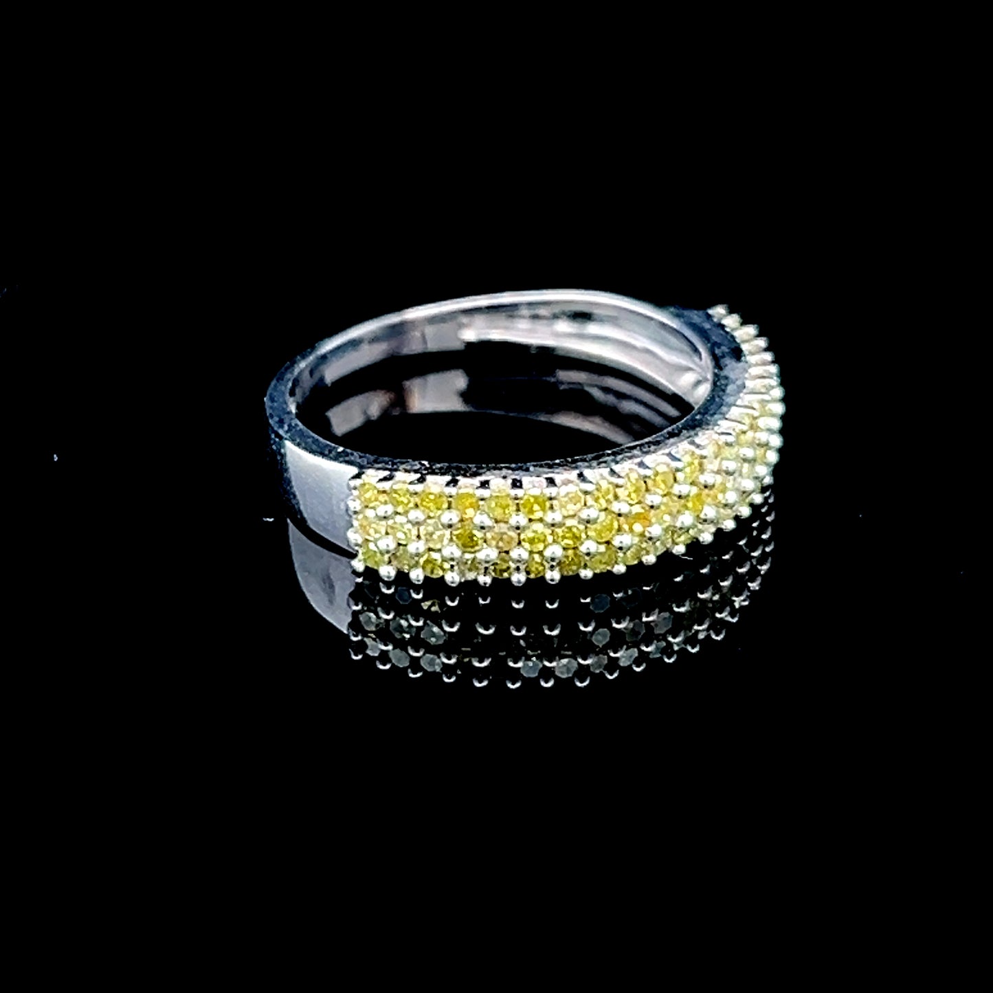 Triple Row Peridot Silver Ring
