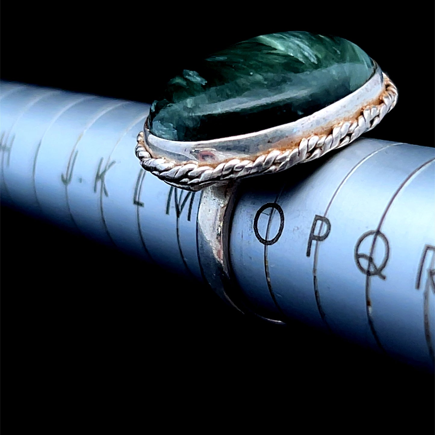 Silver Oval Seraphanite Ring