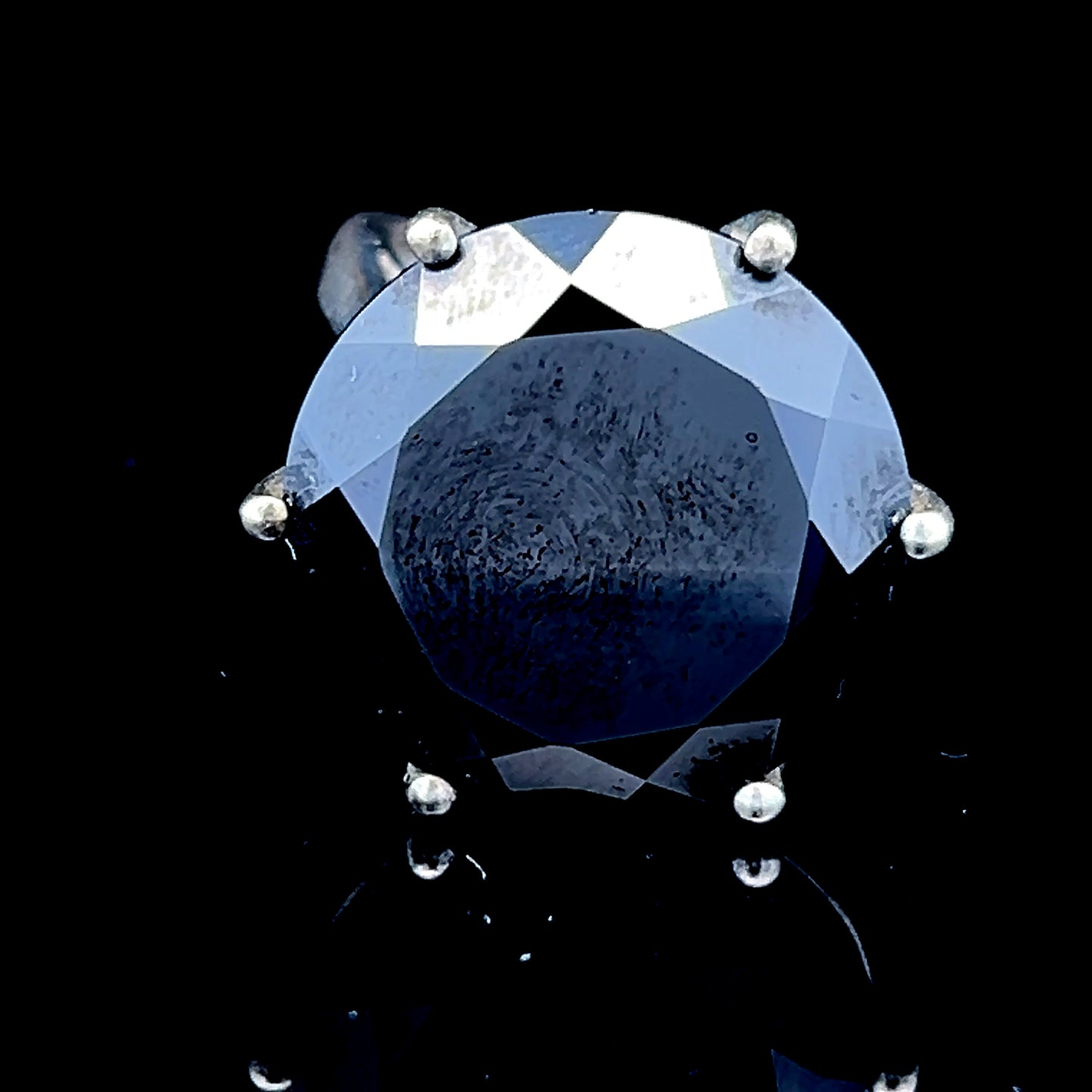 Silver Black Crystal Ring
