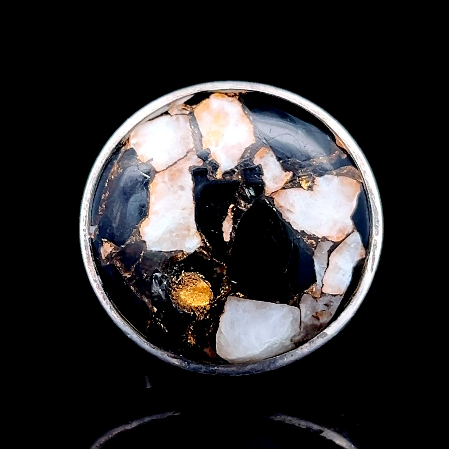 Silver Round Brown / White Ring