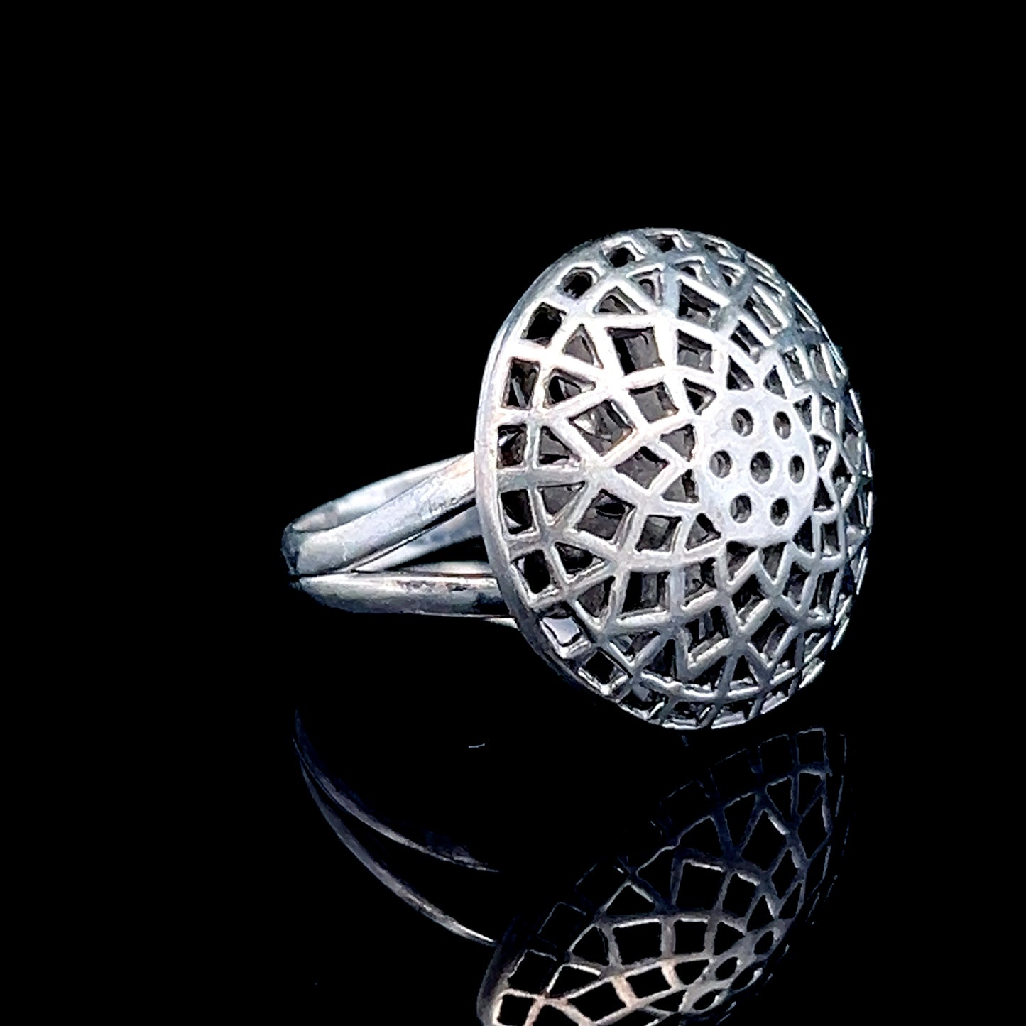 Silver Ornate Dome Ring
