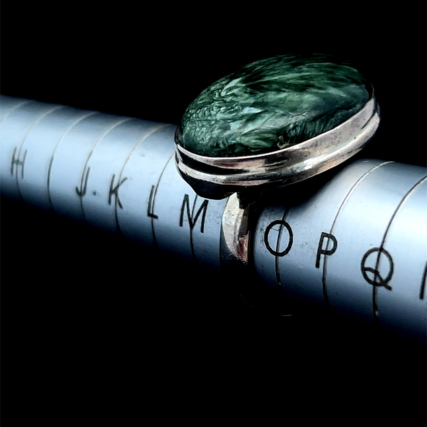 Silver Oval Seraphinite Ring