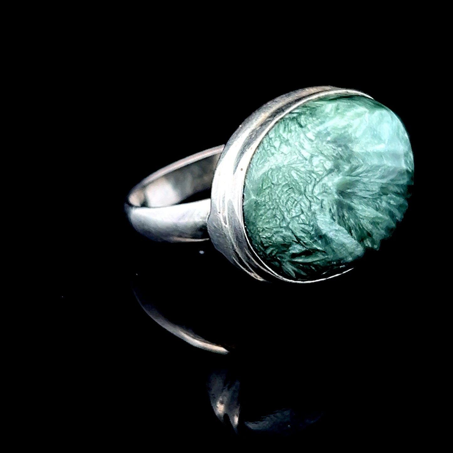 Silver Oval Seraphinite Ring