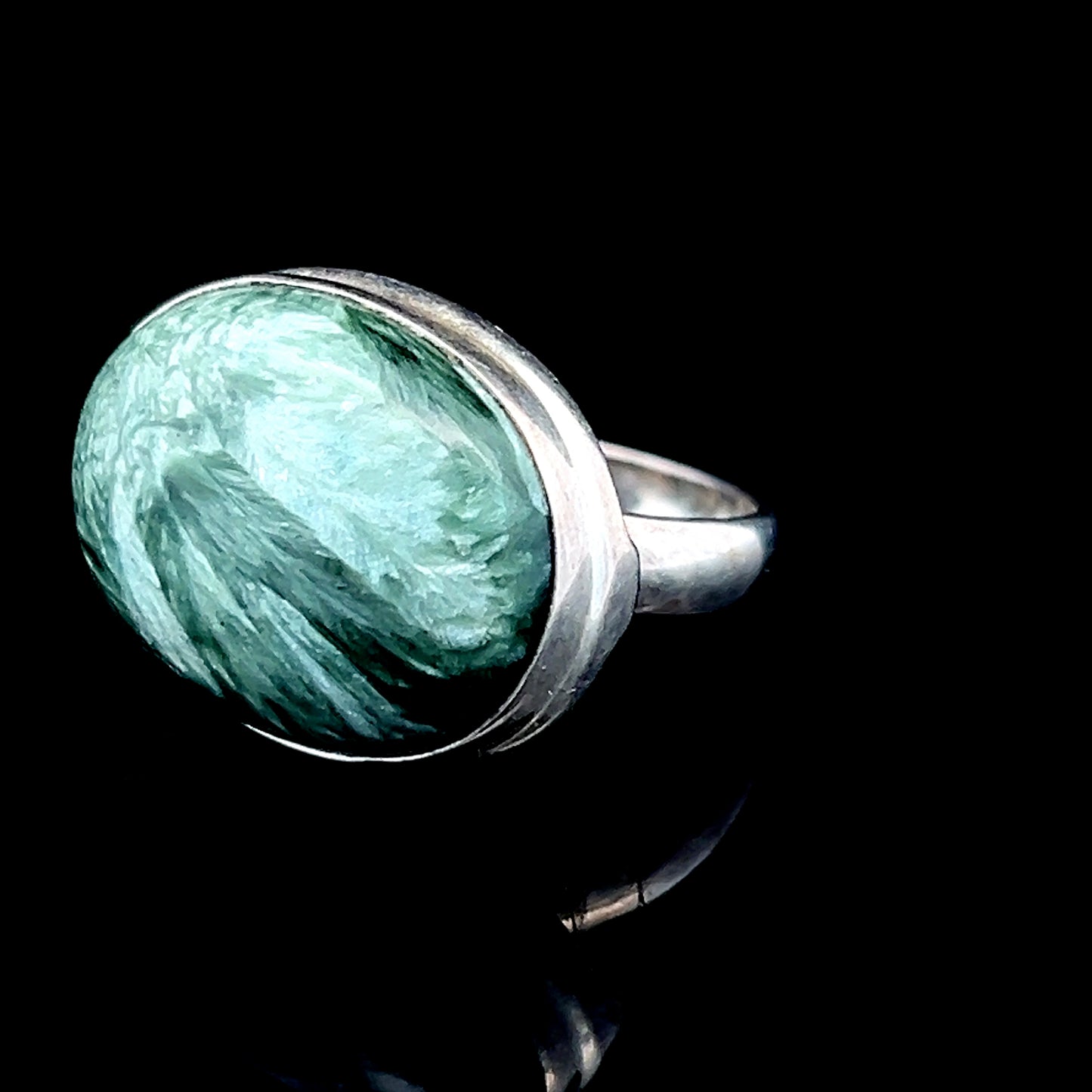 Silver Oval Seraphinite Ring