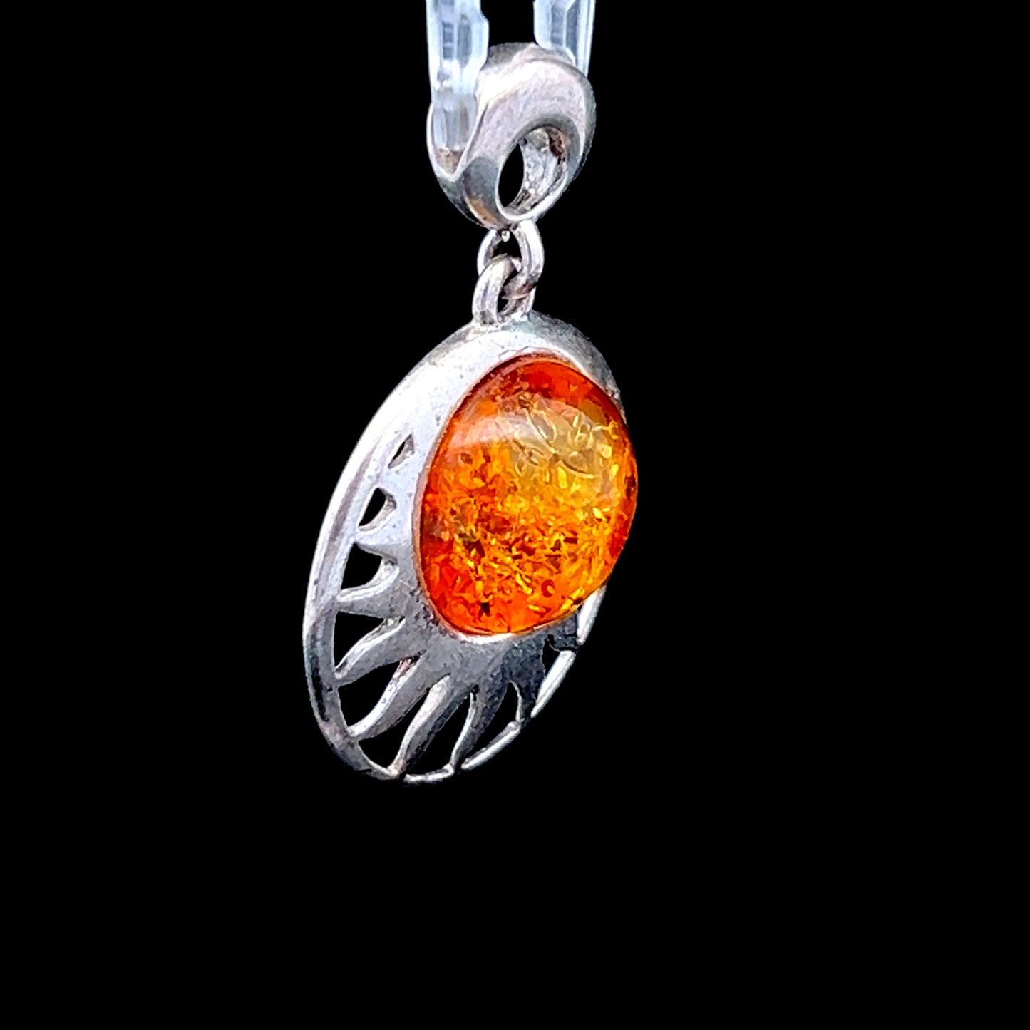 Silver Sun Amber Pendant