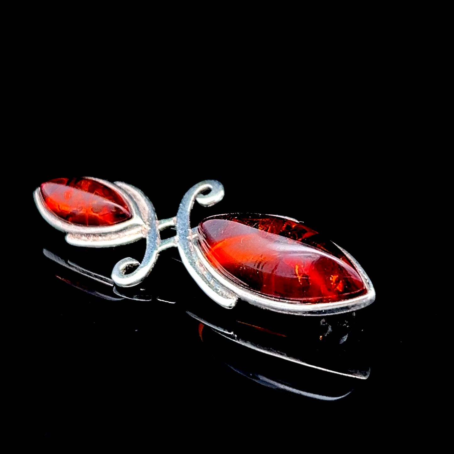 Silver Amber Brooch