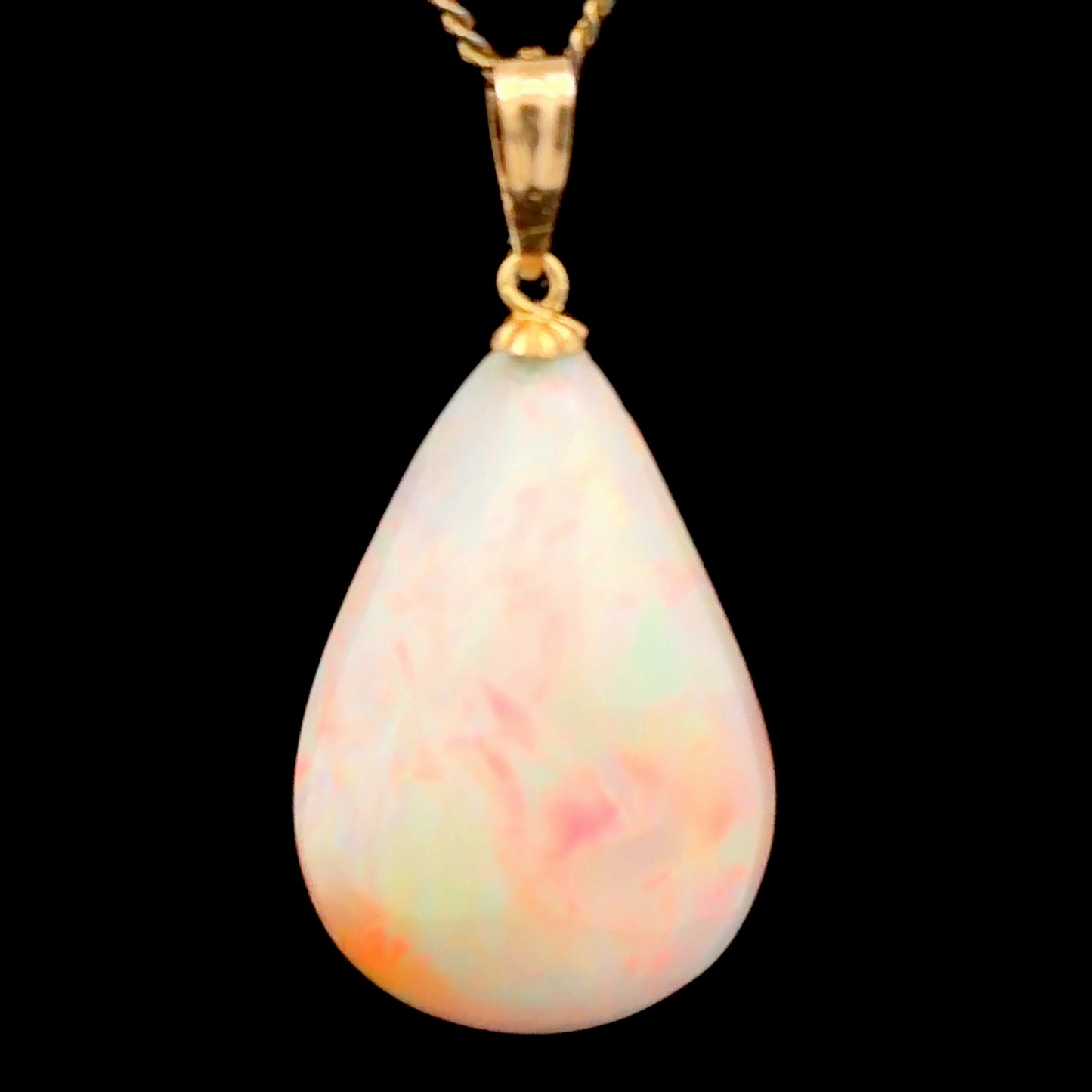 14K Yellow Gold Large Ethiopian Opal Pendant