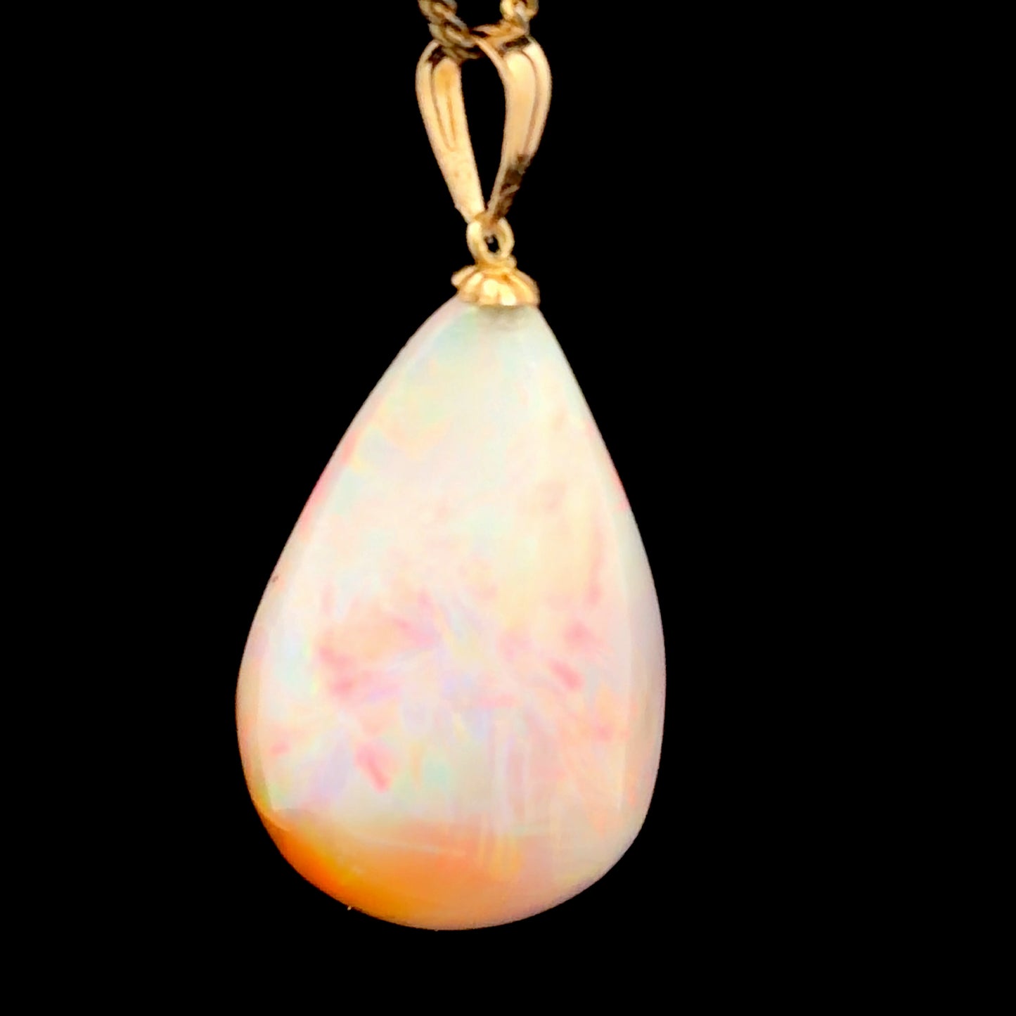 14K Yellow Gold Large Ethiopian Opal Pendant