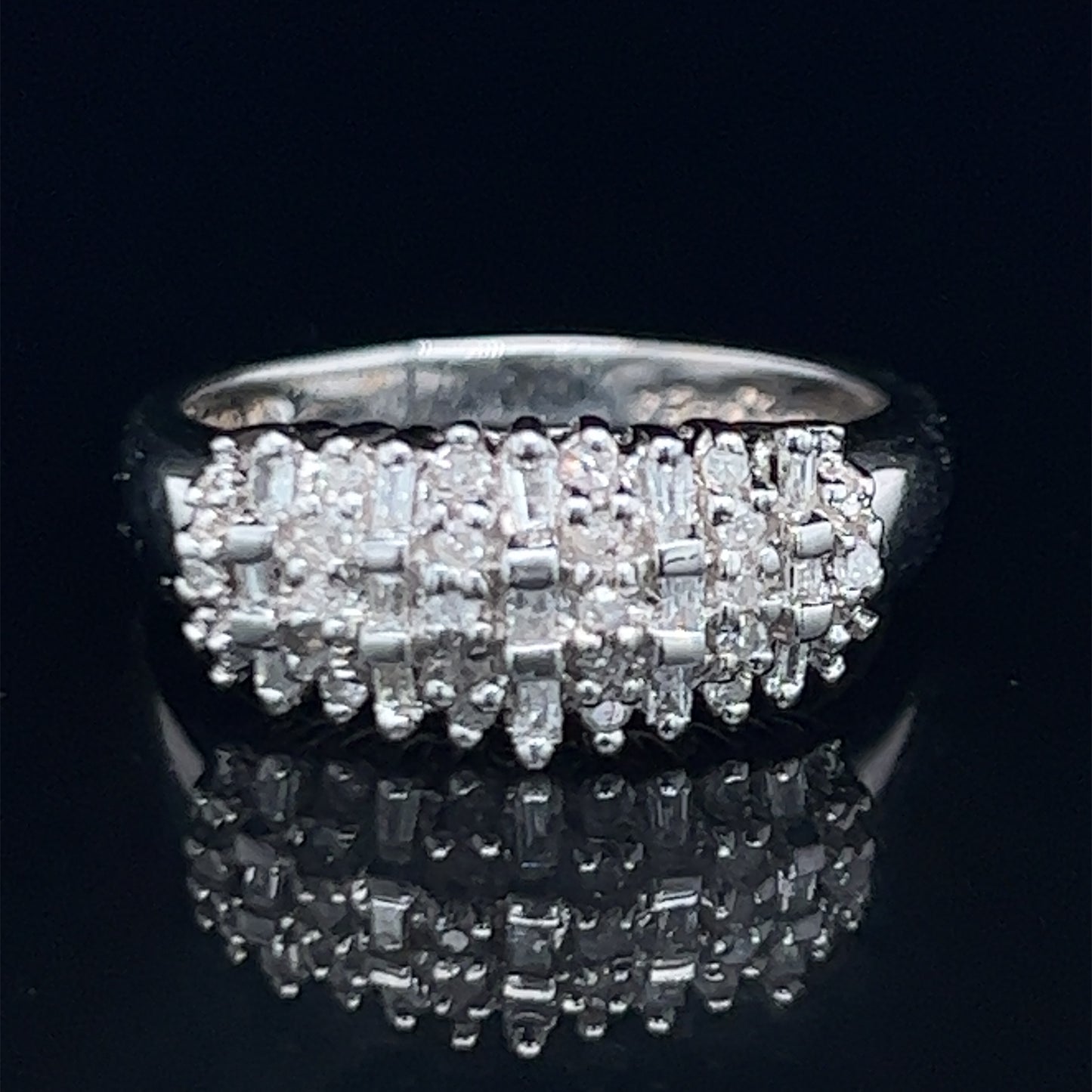 18K White Gold Baguette Cluster Ring APPX 0.75 CTS
