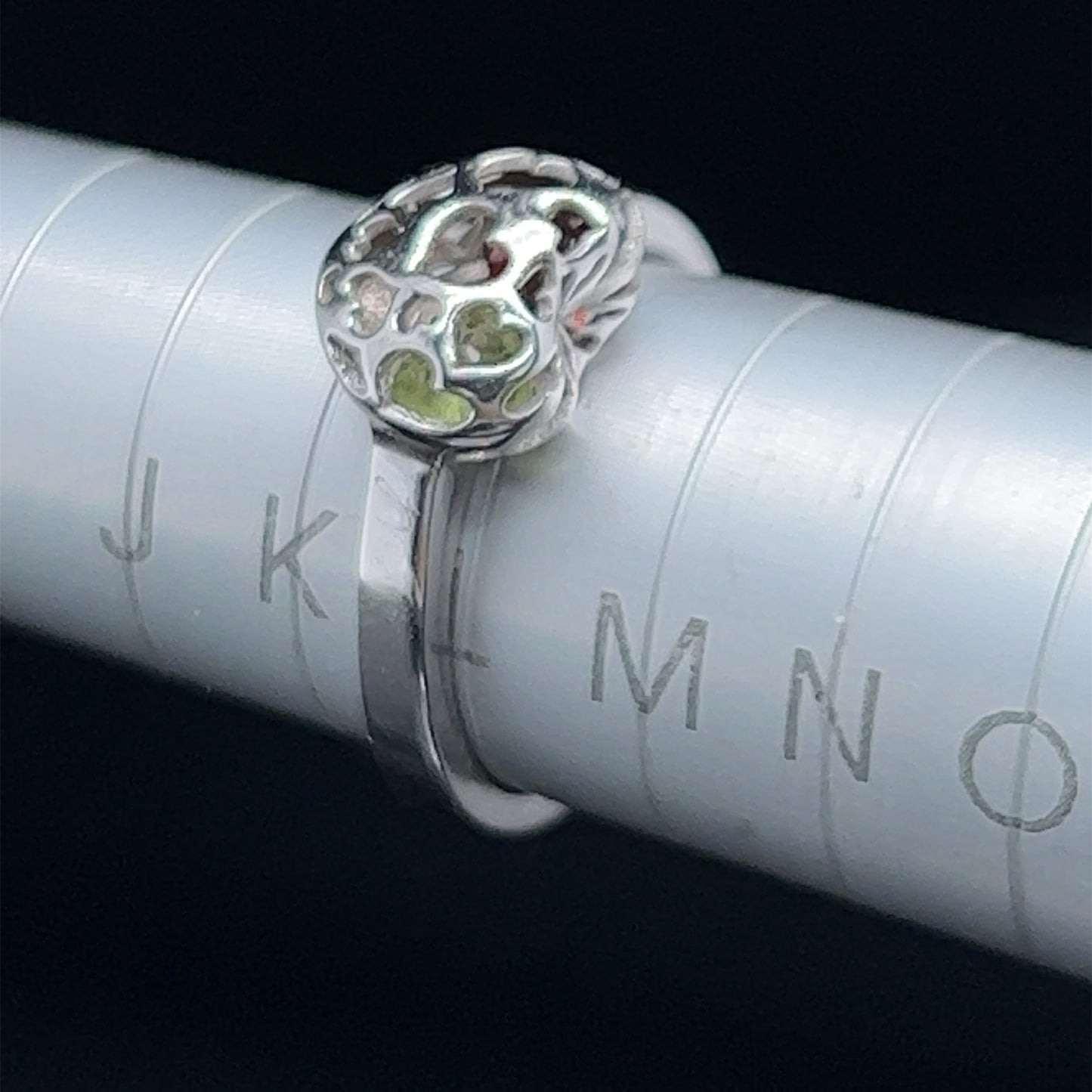 14K White Gold Heart Ring With Floating Stones