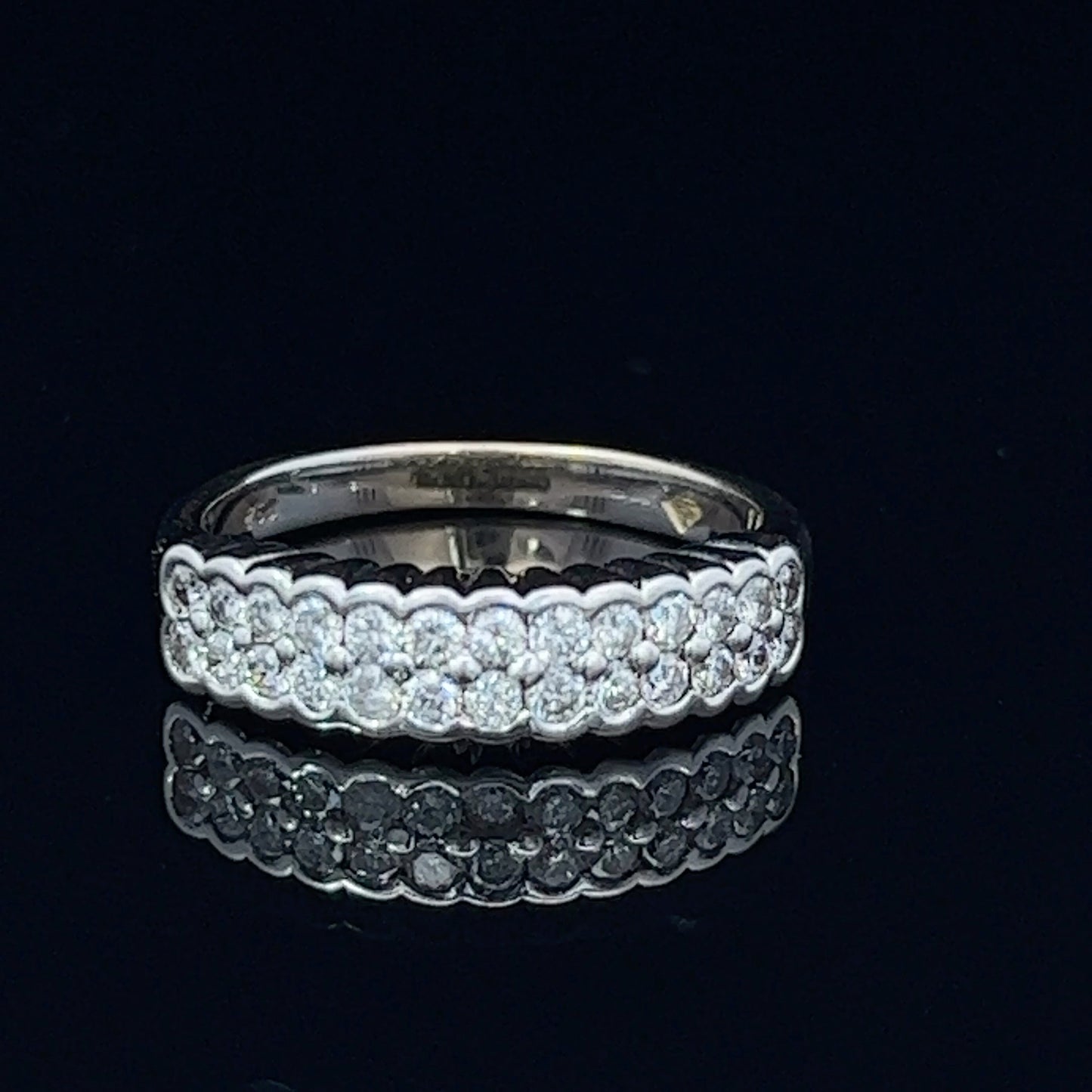 18K White Gold Double Diamond Eternity Band