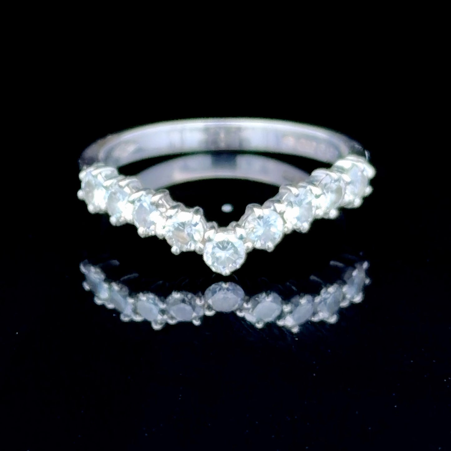 18K White Gold Diamond Wishbone Ring APPX 0.5 CTS