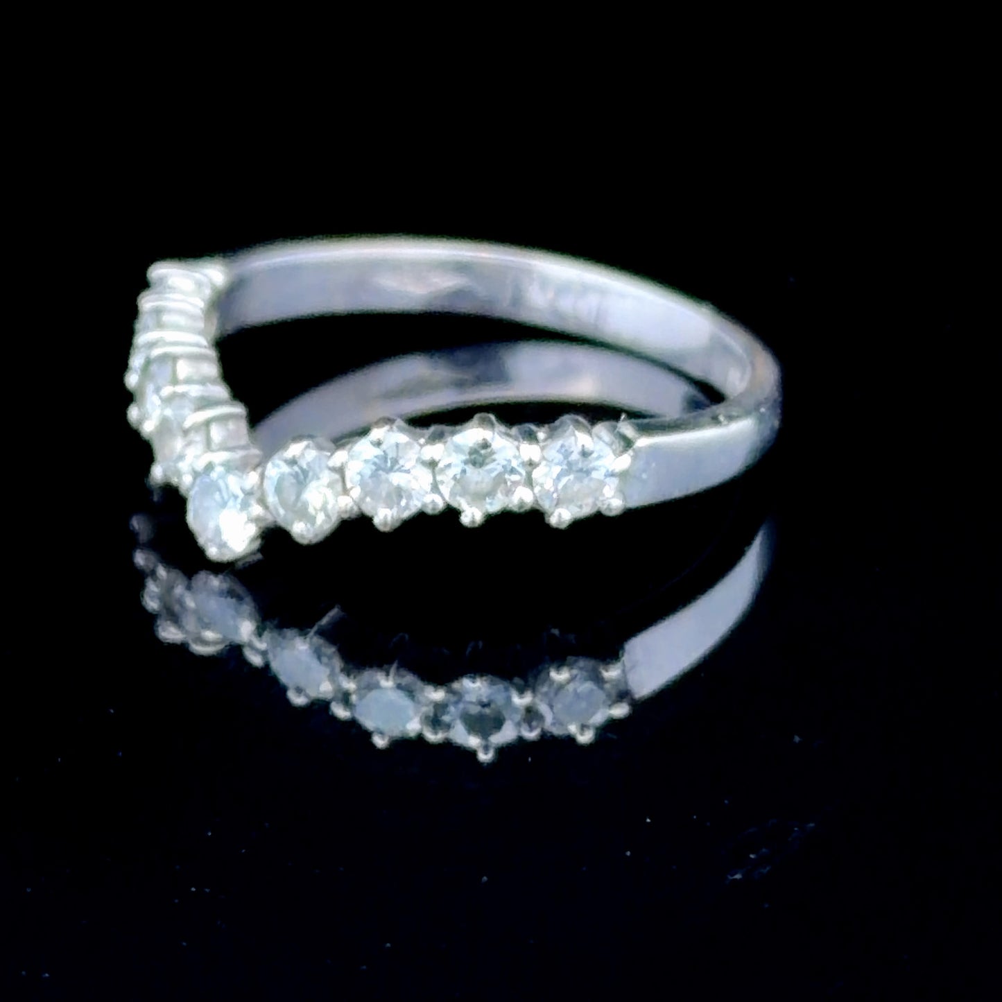 18K White Gold Diamond Wishbone Ring APPX 0.5 CTS