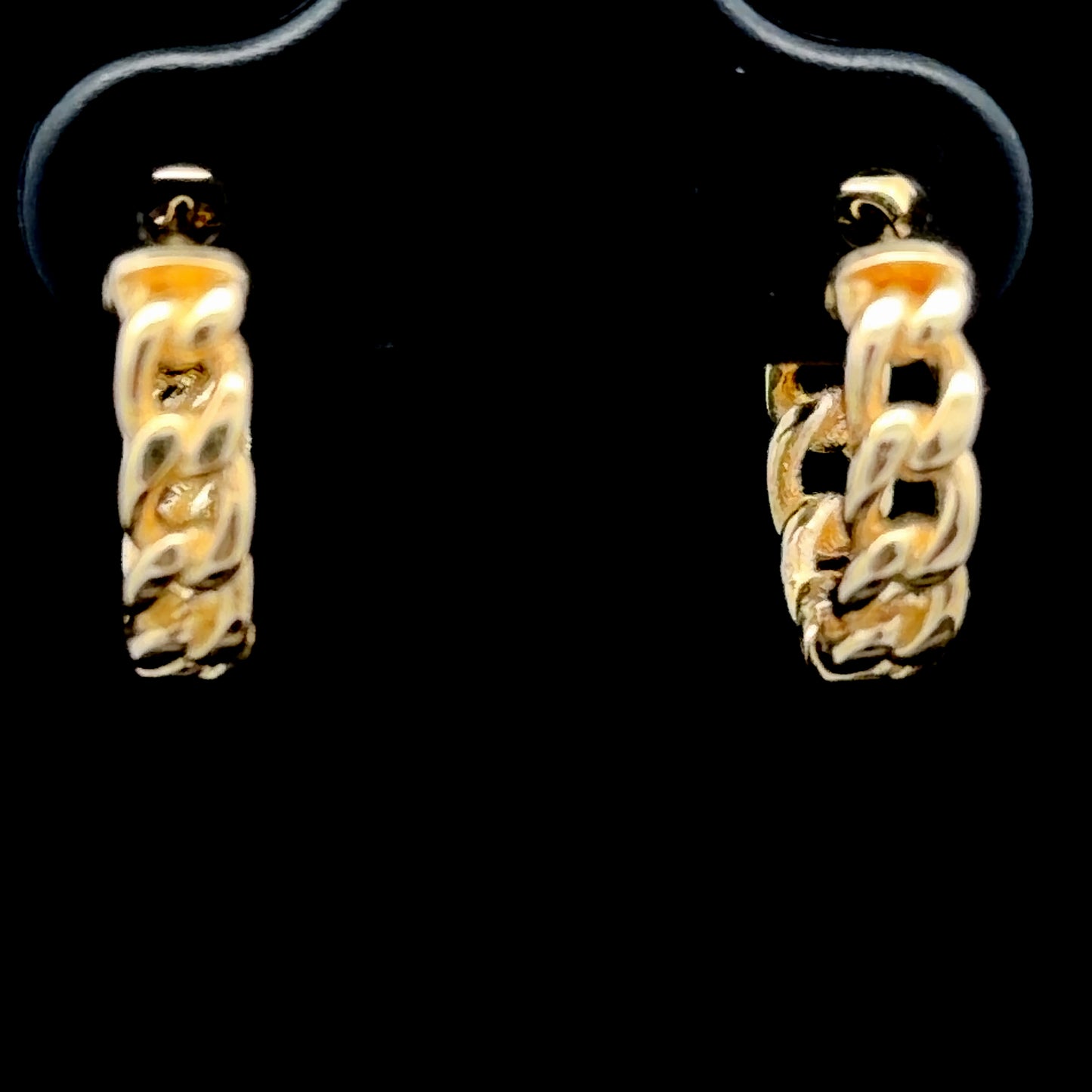 9K Yellow Gold Cuban Link Textured Huggies