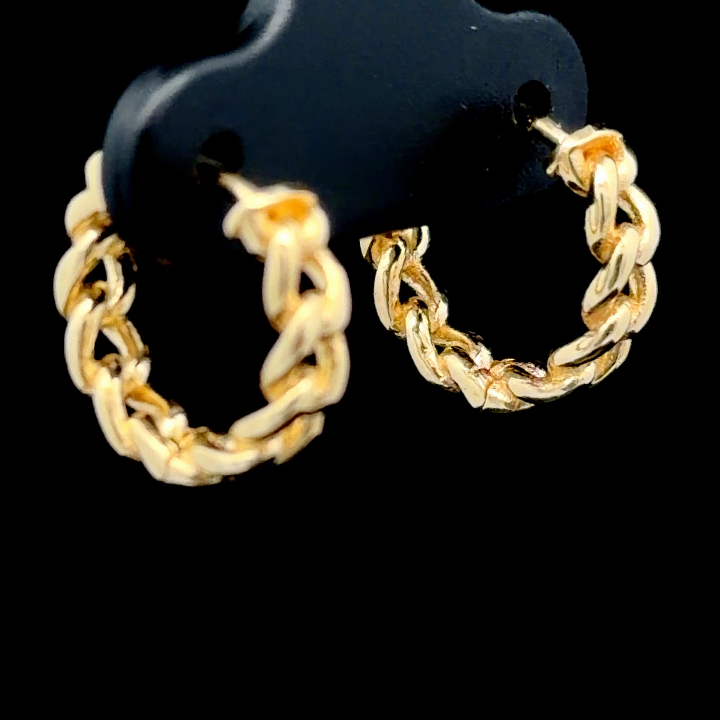9K Yellow Gold Cuban Link Textured Huggies