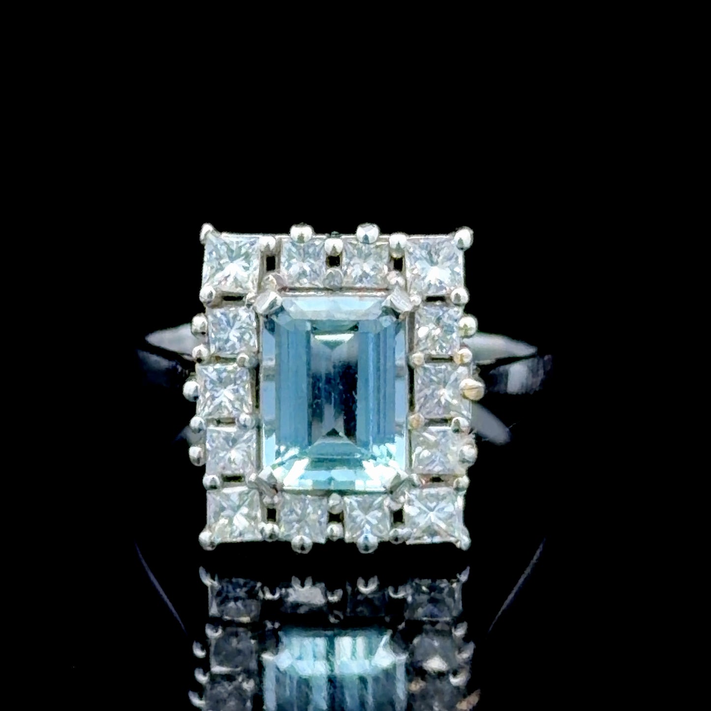 Platinum Aquamarine & Diamond Ring