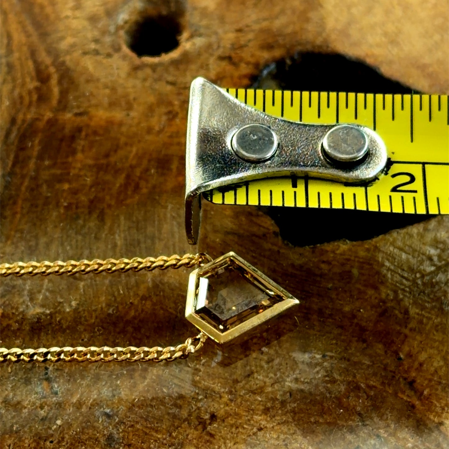 18K Yellow Gold Brown Shield Diamond Necklace