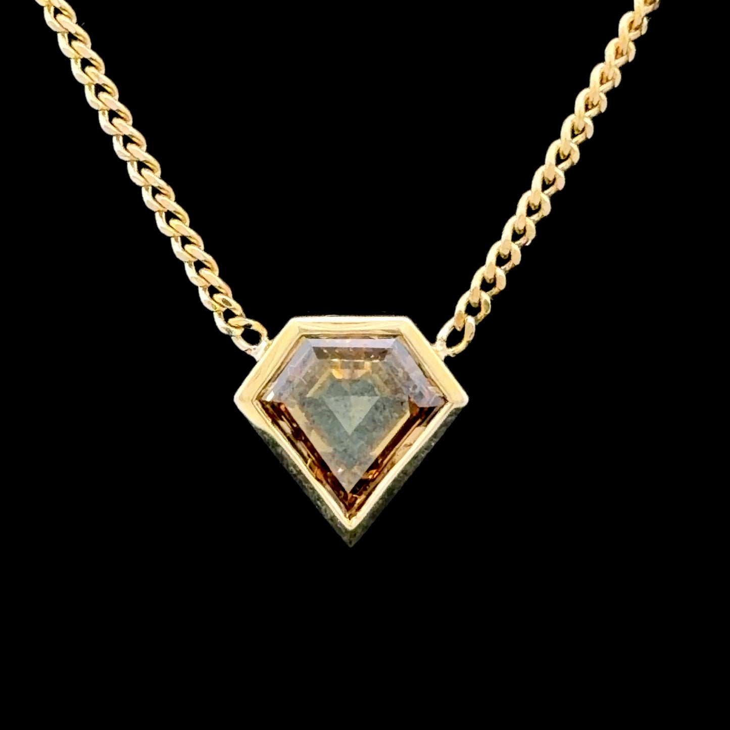 18K Yellow Gold Brown Shield Diamond Necklace