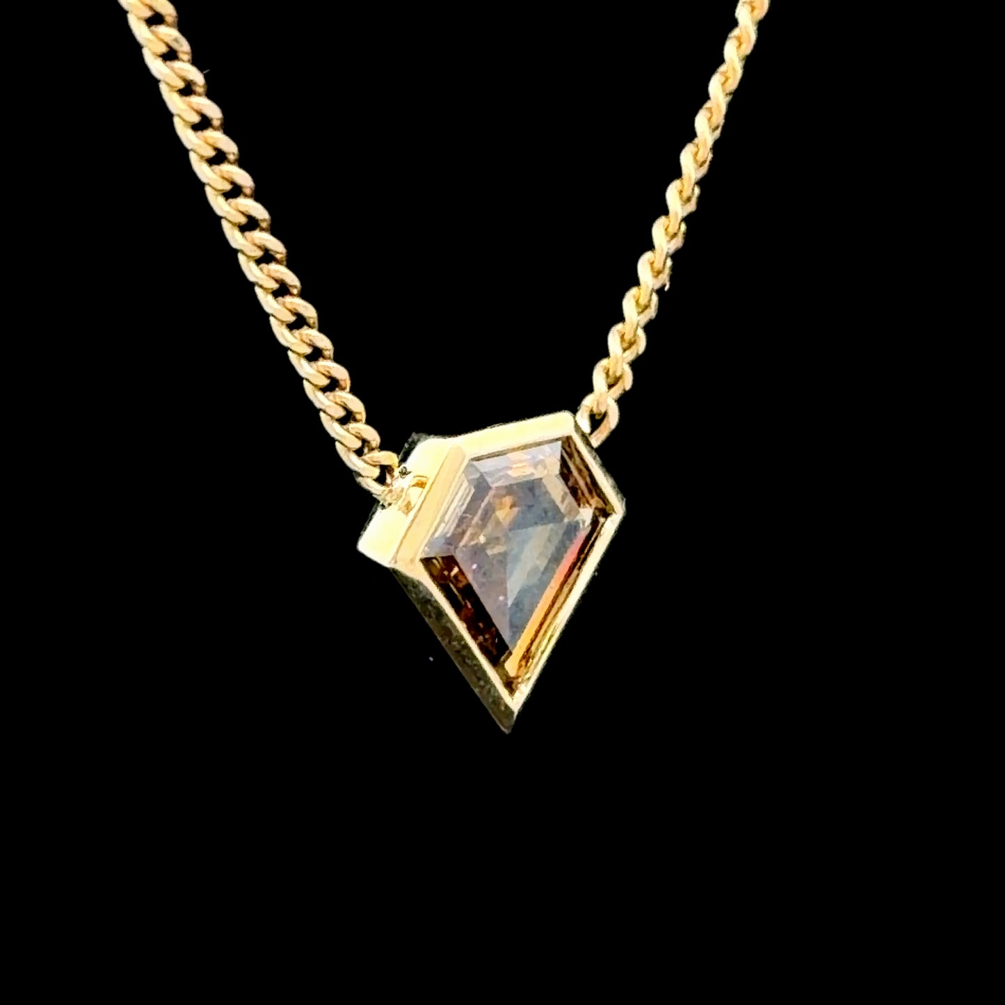 18K Yellow Gold Brown Shield Diamond Necklace