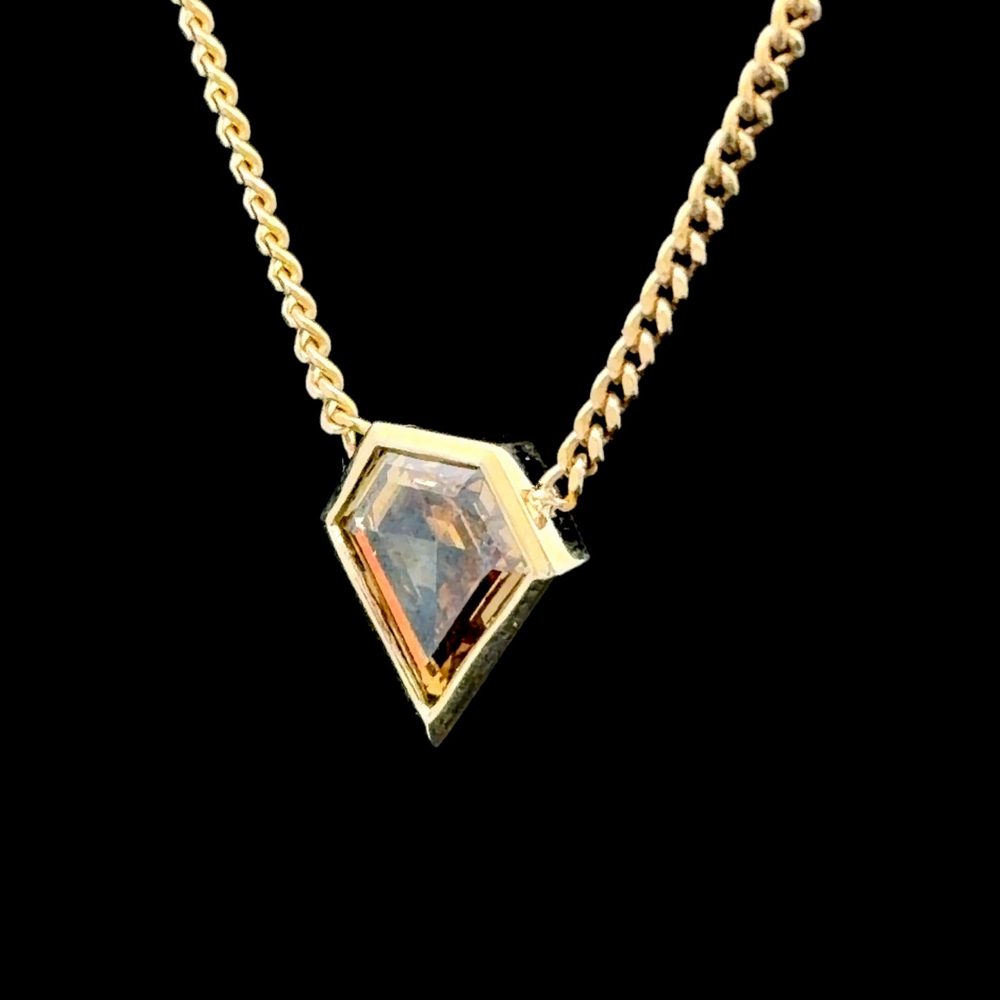 18K Yellow Gold Brown Shield Diamond Necklace
