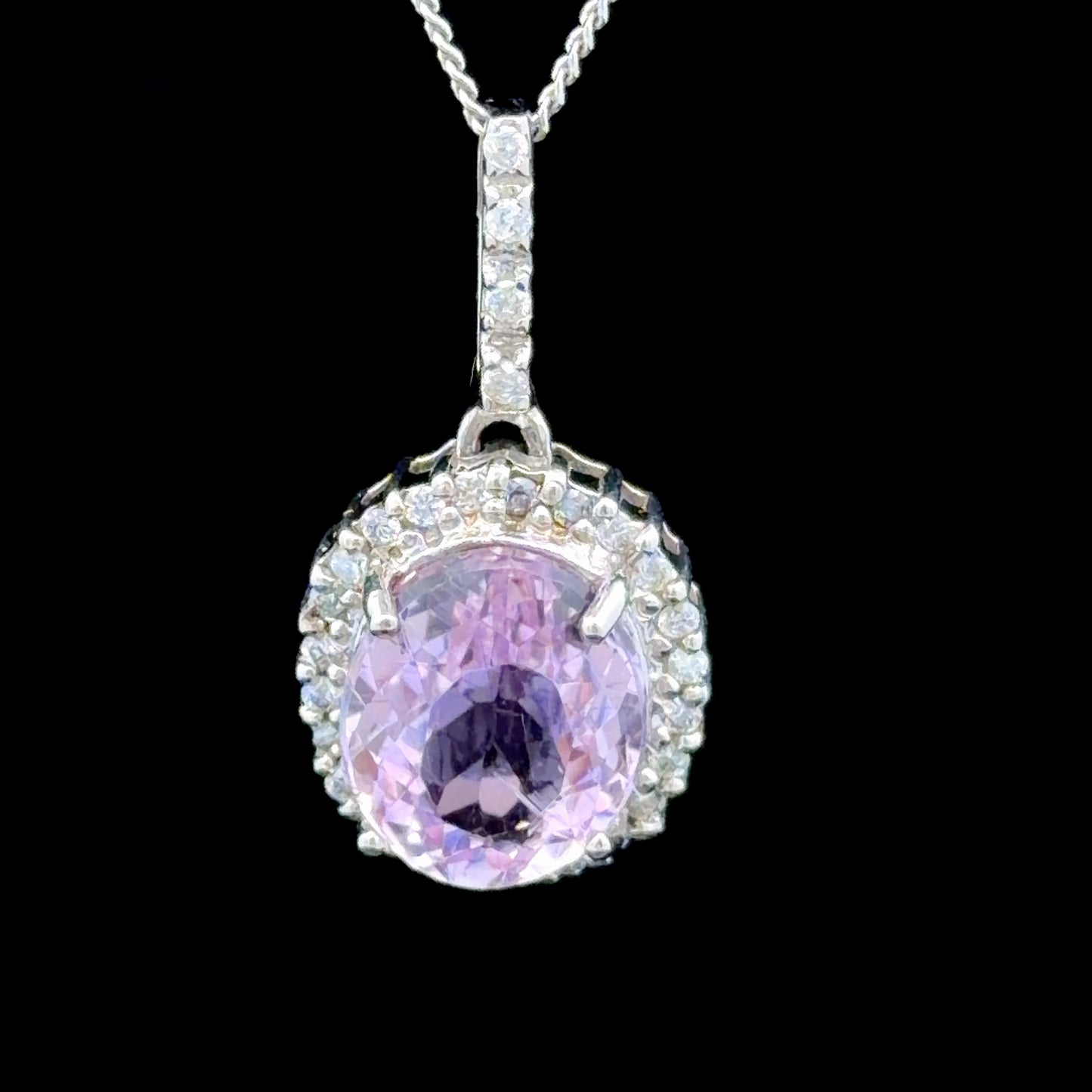 9K White Gold Morganite & Diamond Pendant