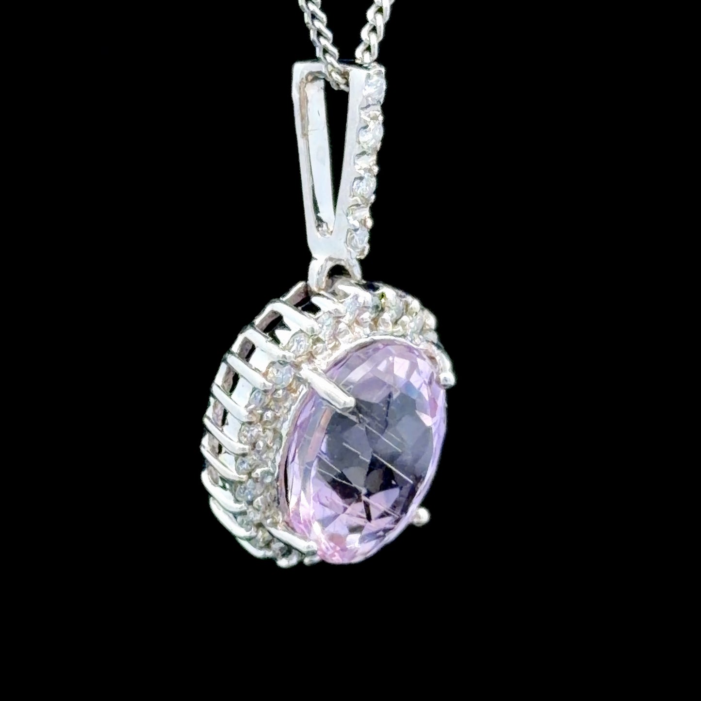 9K White Gold Morganite & Diamond Pendant