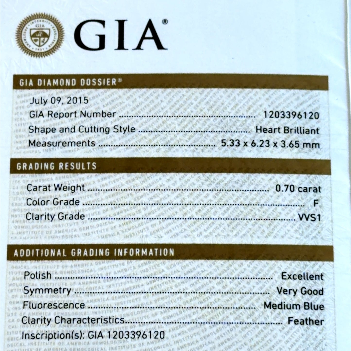 Platinum Heart Diamond Ring APPX 0.7 CTS GIA Certificated