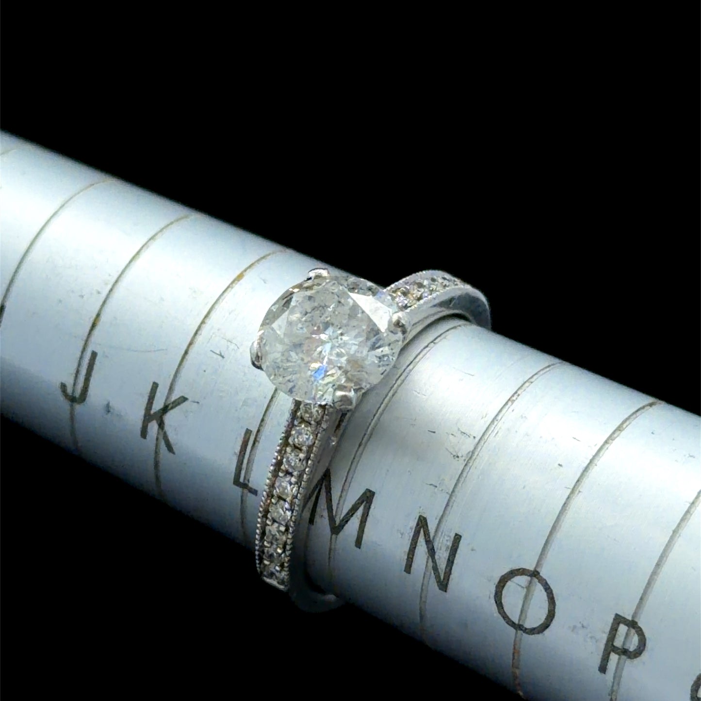 Platinum Diamond Solitaire Ring With Diamonds To Shoulders APPX 1.62 CTS