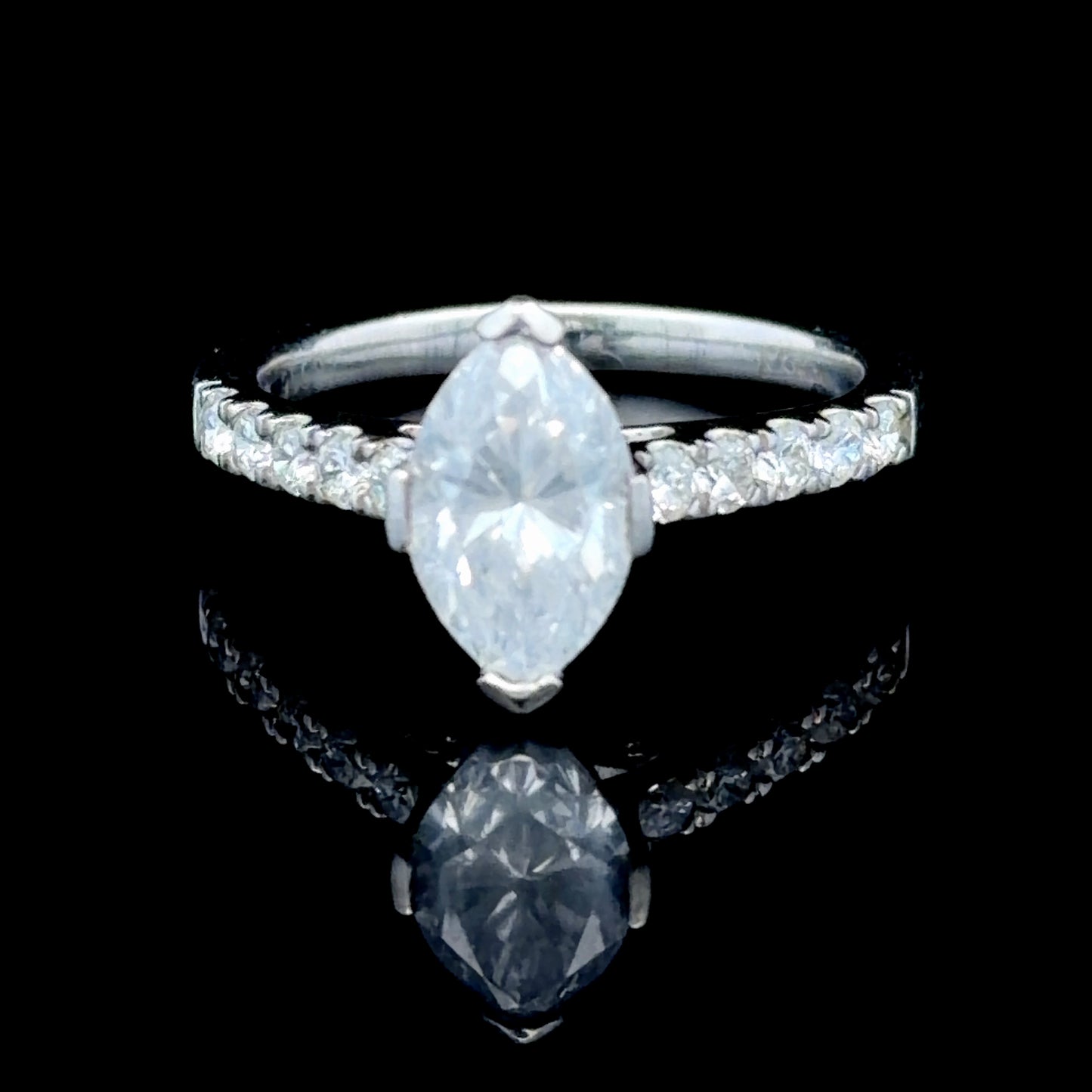Platinum Marquise Cut Diamond Solitaire Ring APPX 1.41 CTS