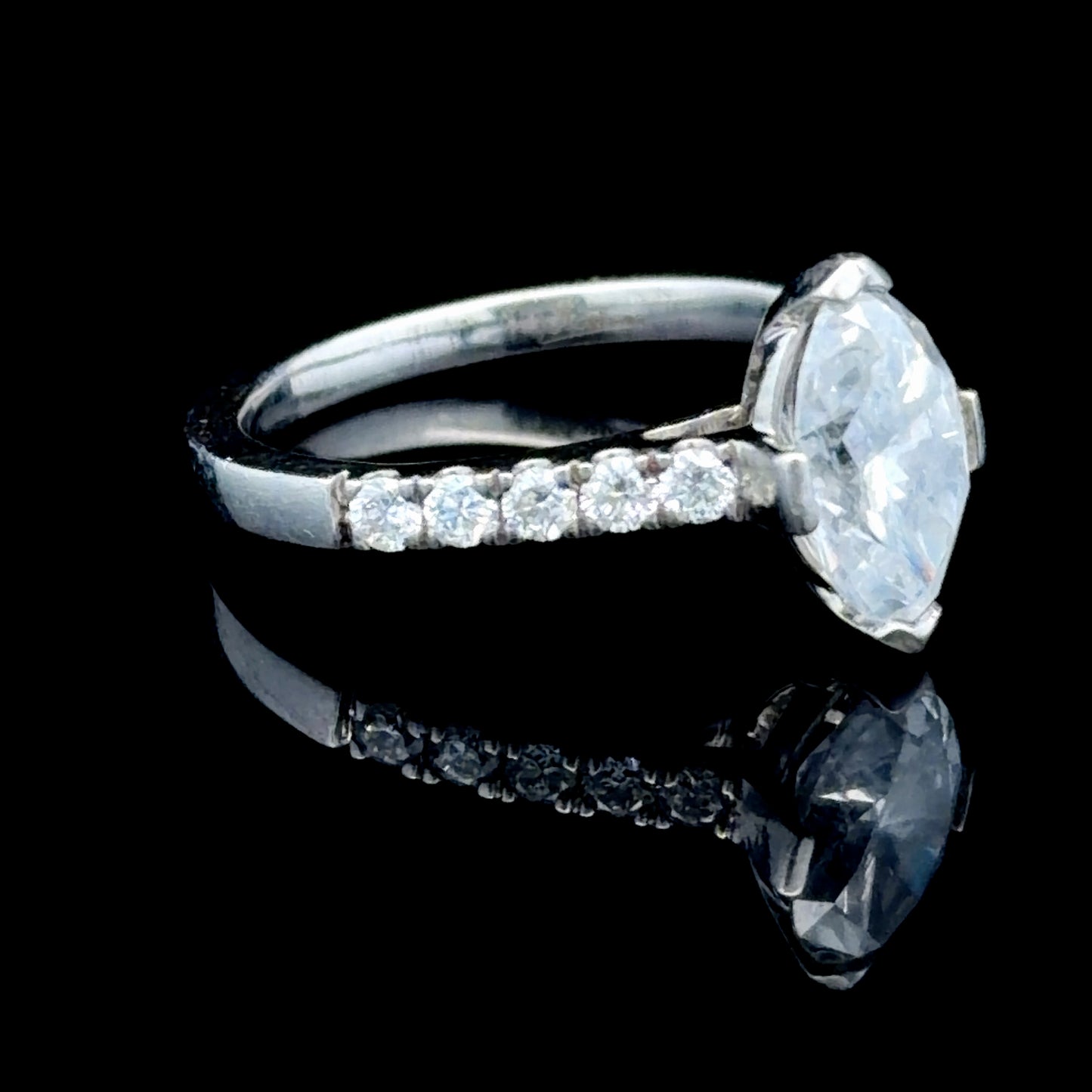 Platinum Marquise Cut Diamond Solitaire Ring APPX 1.41 CTS