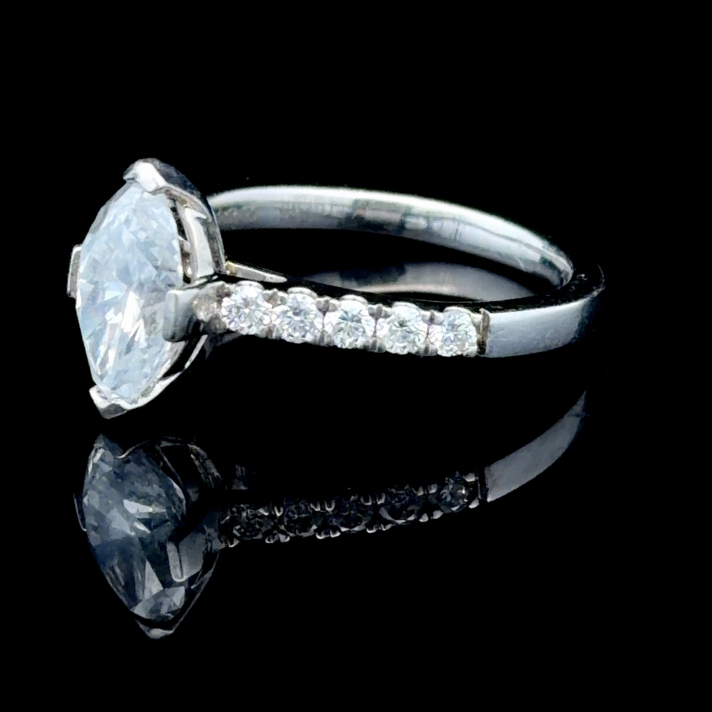 Platinum Marquise Cut Diamond Solitaire Ring APPX 1.41 CTS