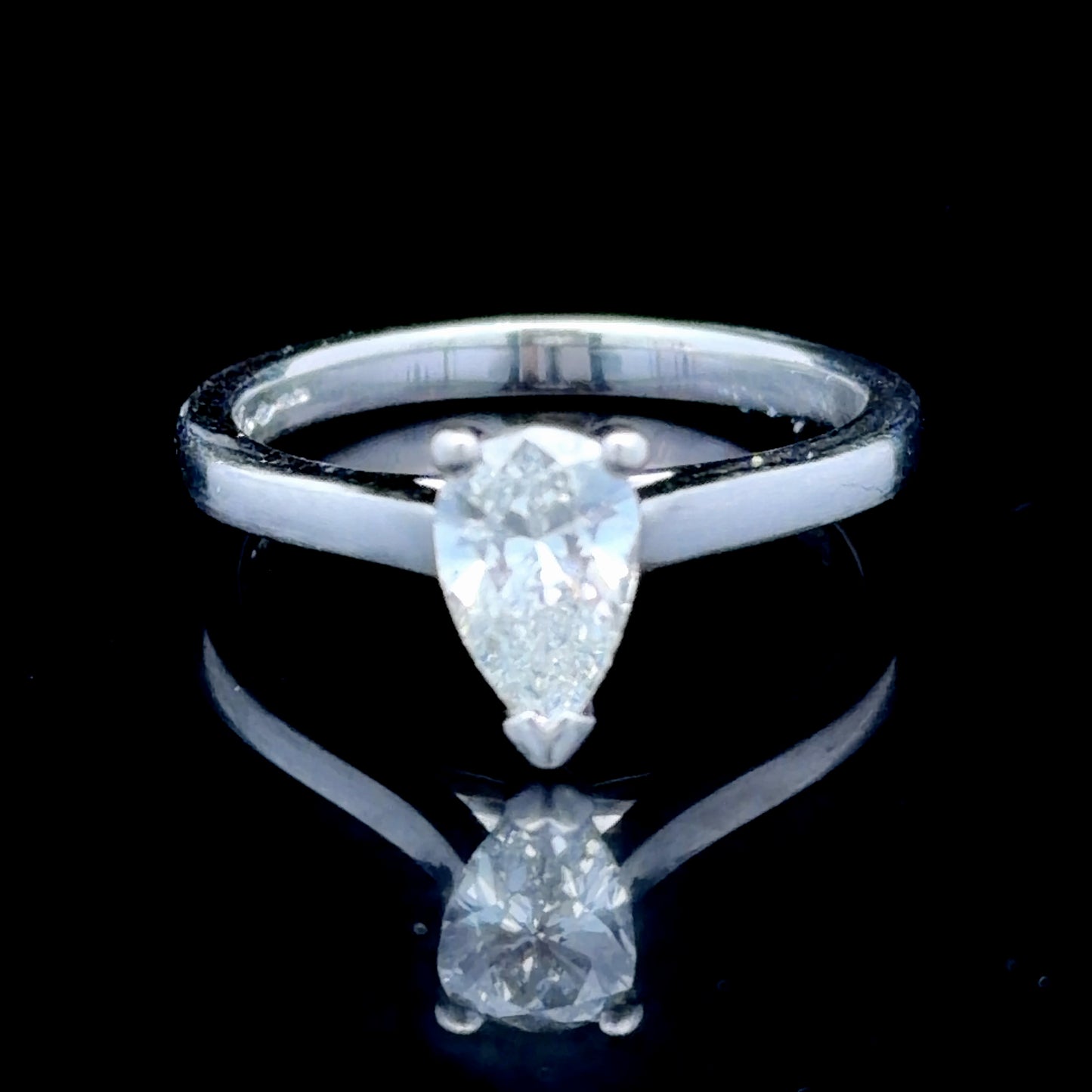 Platinum Pear-Cut Diamond Solitaire Ring APPX 1.05 CTS