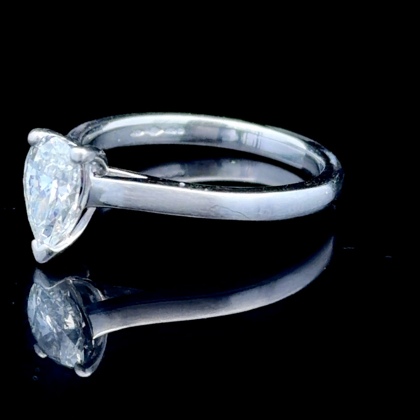 Platinum Pear-Cut Diamond Solitaire Ring APPX 1.05 CTS